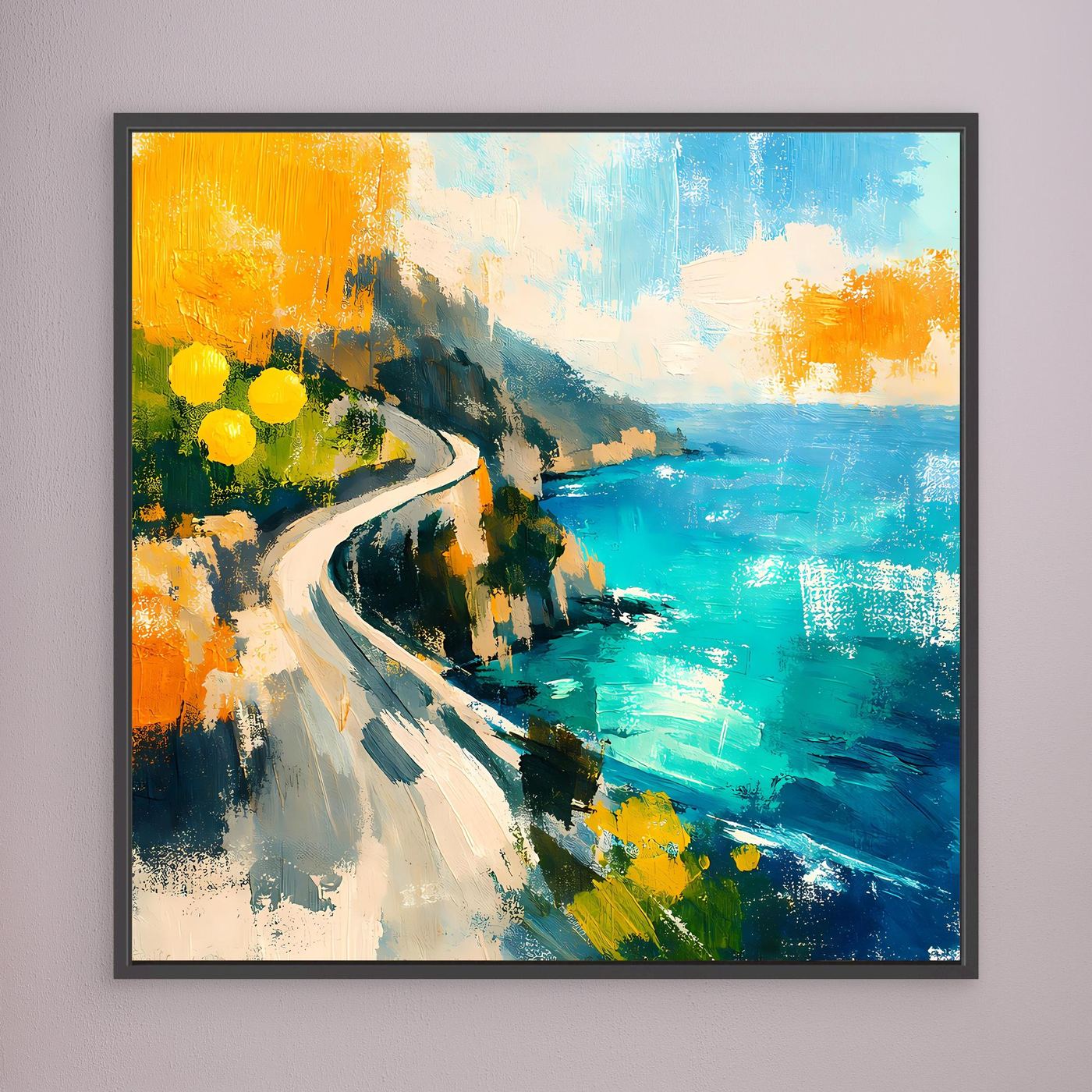 Leinwand Malerische Küstenstraße am Meer | Abstraktes Amalfi Wandbild