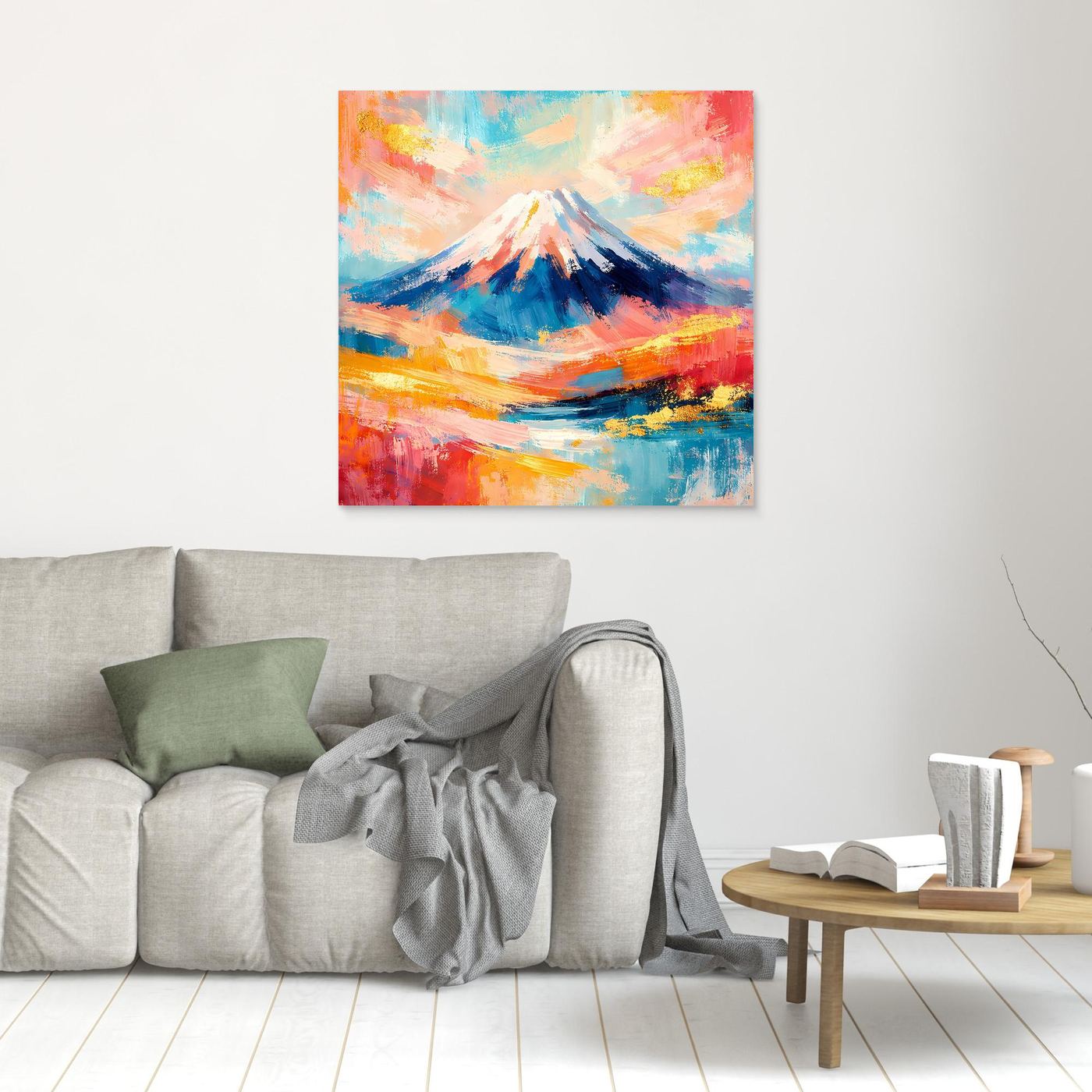 Leinwandbild mit abstraktem Mount-Fuji-Bergmotiv, ohne Rahmen, kompakte Darstellung