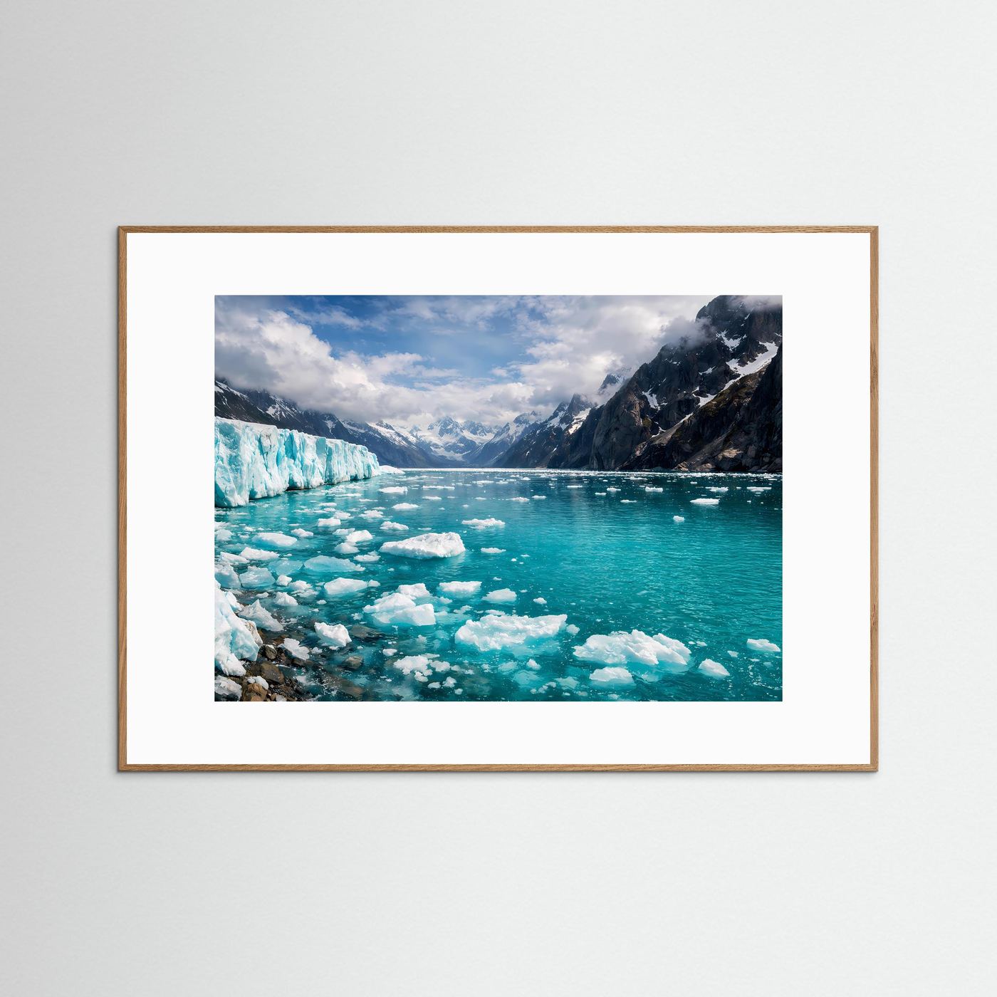 Gletscher und Eisberge im Fjord | Arktis Naturposter Querformat