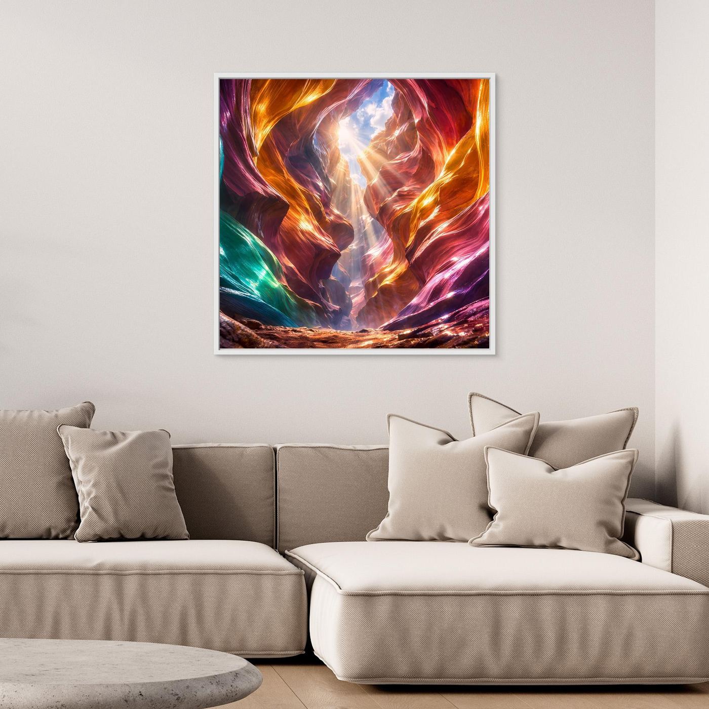Leinwandbild Magischer Antelope Canyon | Abstraktes Felsenschauspiel Wandbild auf echtem Holzkeilrahmen