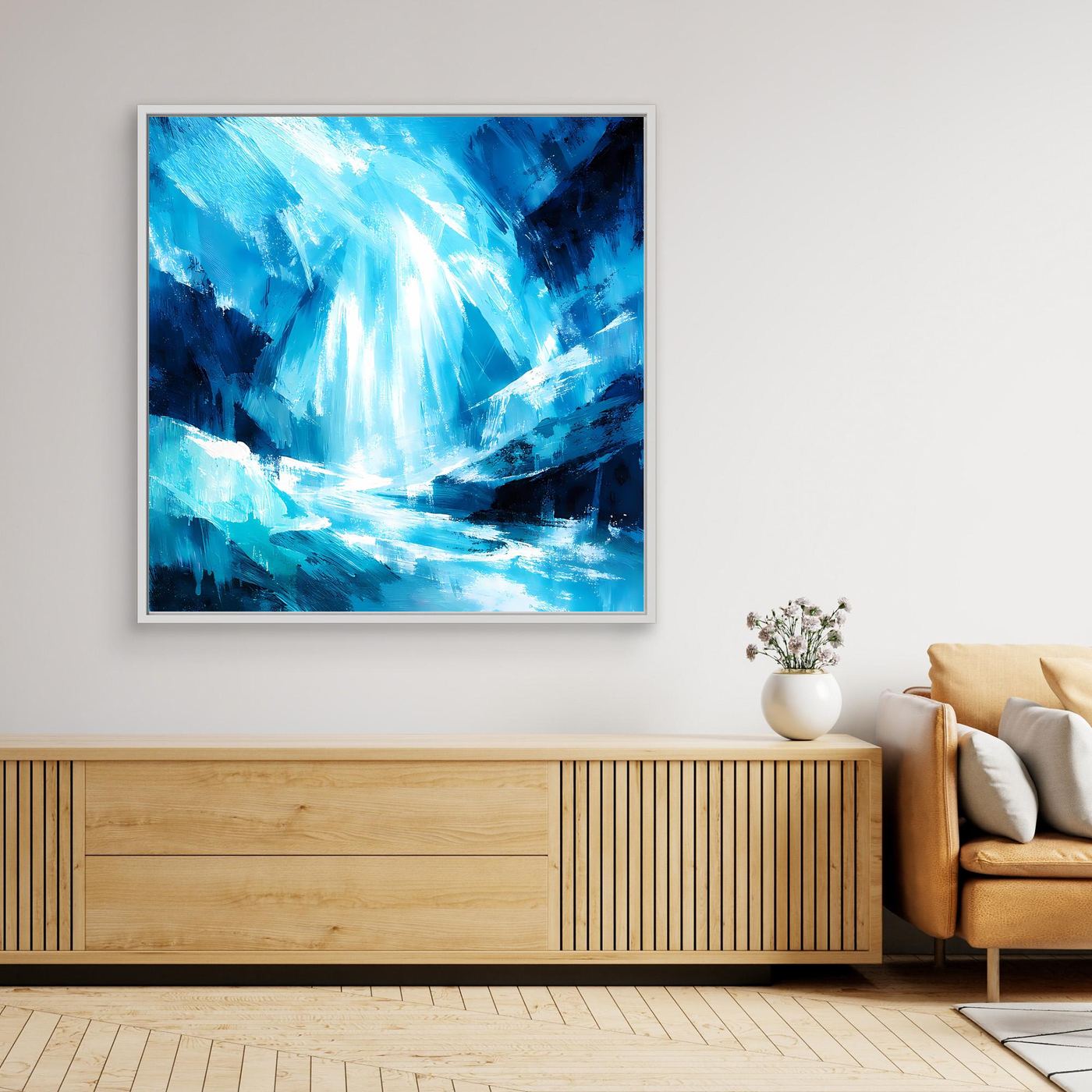 Leinwand Magischer Eiswasserfall | Abstraktes Natur Fantasy Wandbild