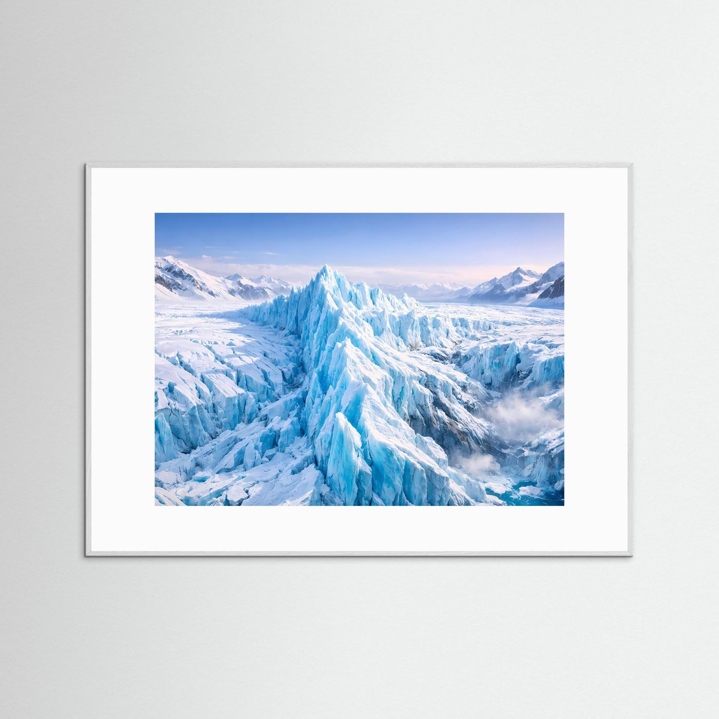 Eisgletscher-Panorama-Poster im weißen Rahmen