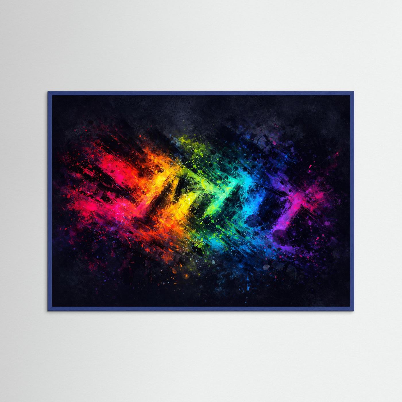 Explosive Regenbogen Kunst | Bunkts Abstraktes Wandbild & Kunst Poster Querformat