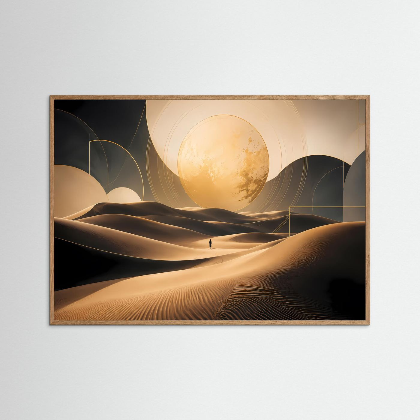 Goldene Wüste – Reise ins Unbekannte | Abstrakte Dünenlandschaft in Schwarz & Gold