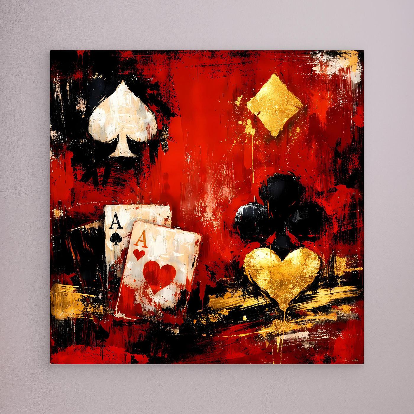 Leinwand Abstraktes Poker-Design mit Assen | Modernes Spielkarten Wandbild Kunst