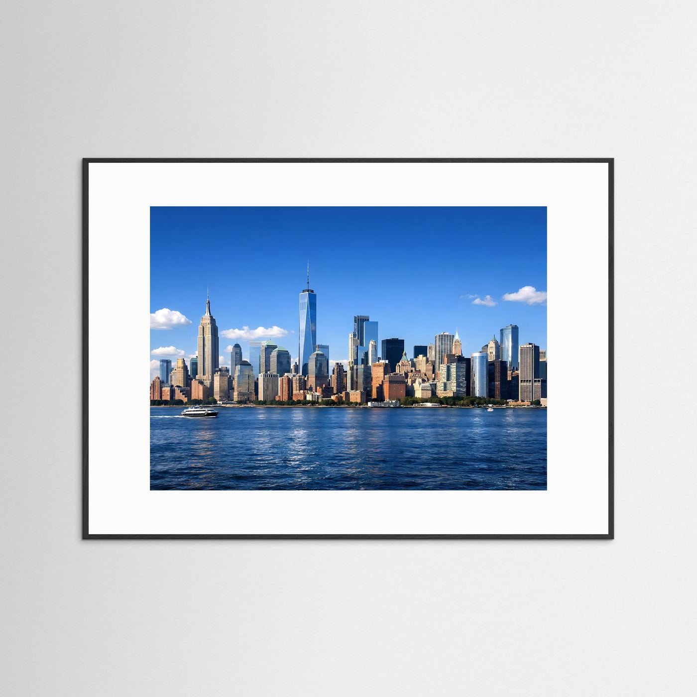 New York City Skyline am Hudson River | Panorama Wolkenkratzer & Metropole Poster Querformat