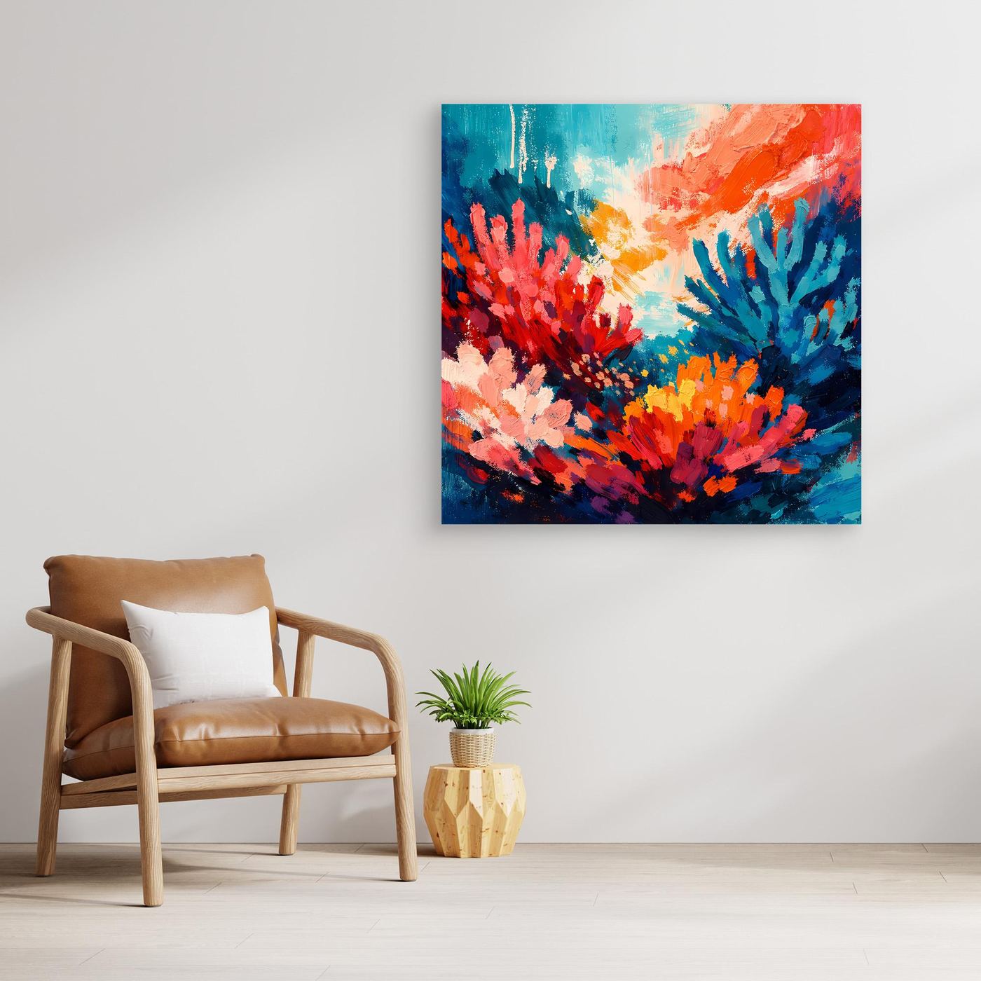 Leinwand Abstraktes Korallenriff im Farbenrausch | Modernes Unterwasser Wandbild