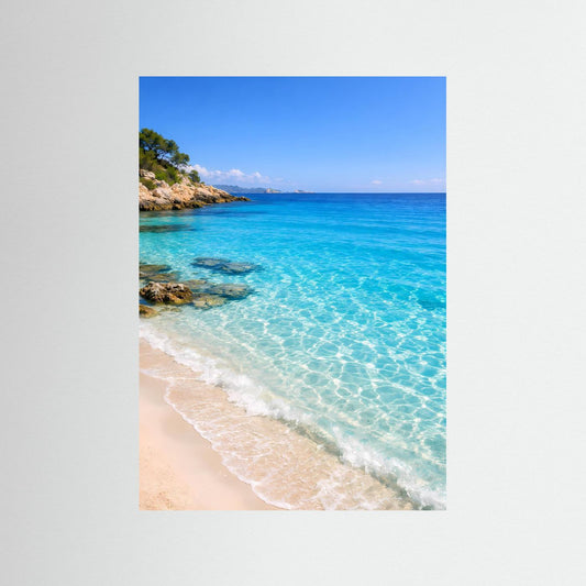Poster Traumstrand mit Kristallklarem Wasser | Majestätisches Küsten Wandbild