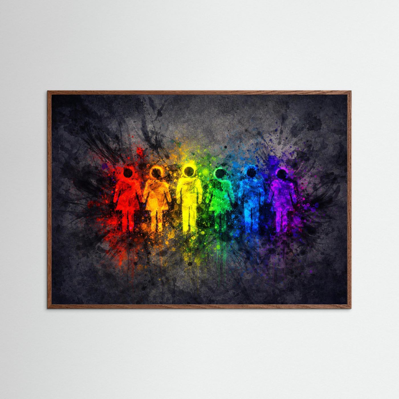 Poster Regenbogen Menschen Silhouette | Modernes LGBT Pride Wandbild