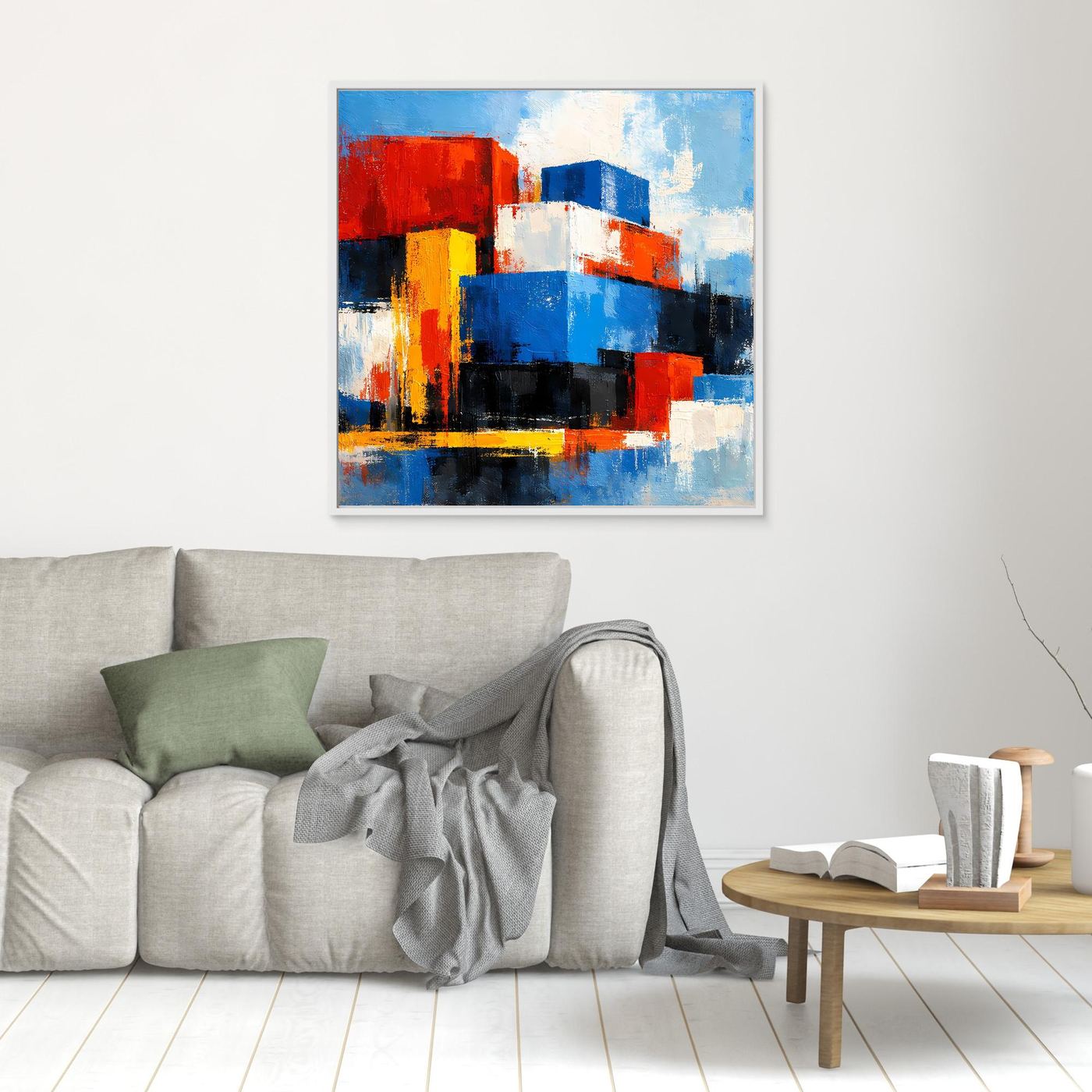 Leinwand Abstrakte Geometrische Kuben | Modernes Wandbild Bunte Blöcke