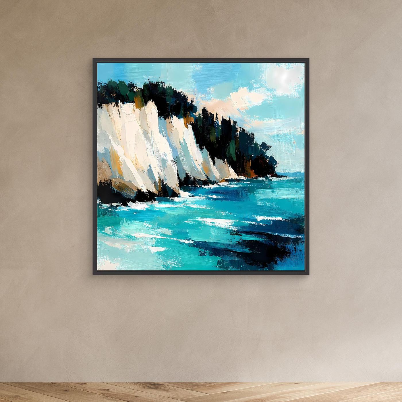 Leinwand Monumentale Kreidefelsen am Meer | Abstraktes Küsten Wandbild Rügen