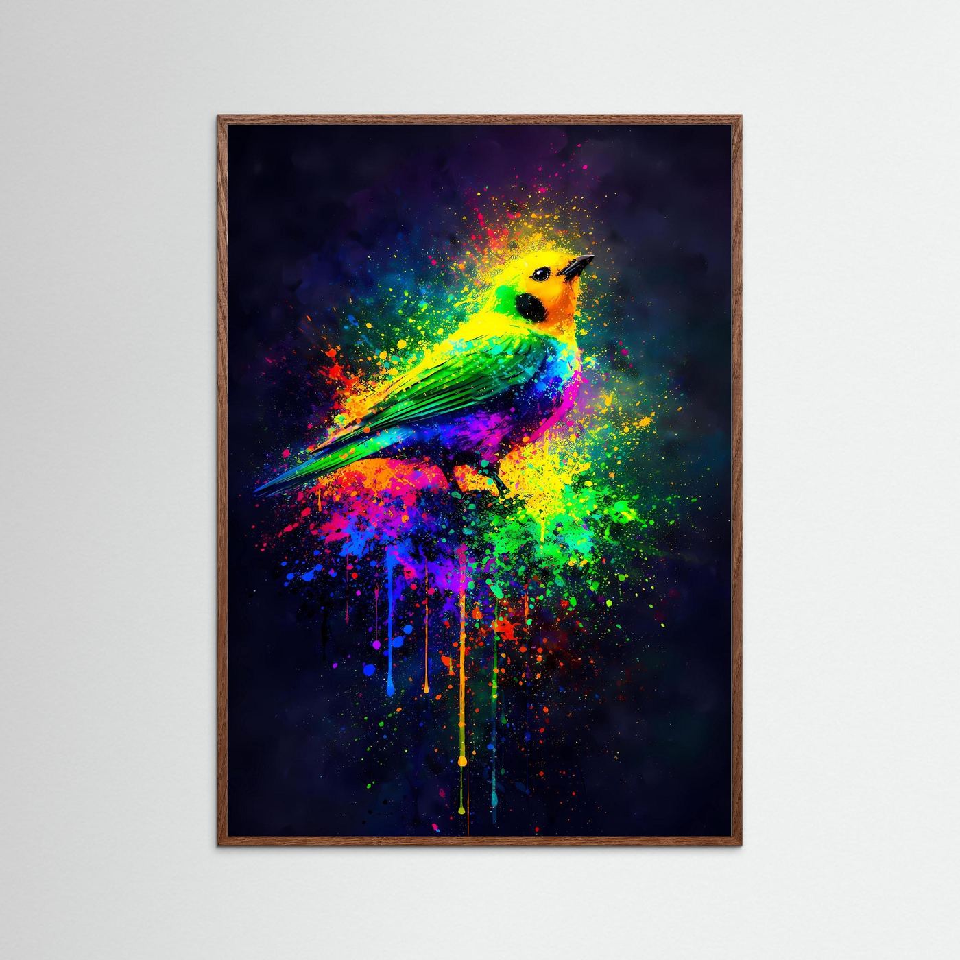 Farbexplosion der Natur | Modernes Vogel Poster bunt & lebendig | Abstraktes Kunstposter Hochformat