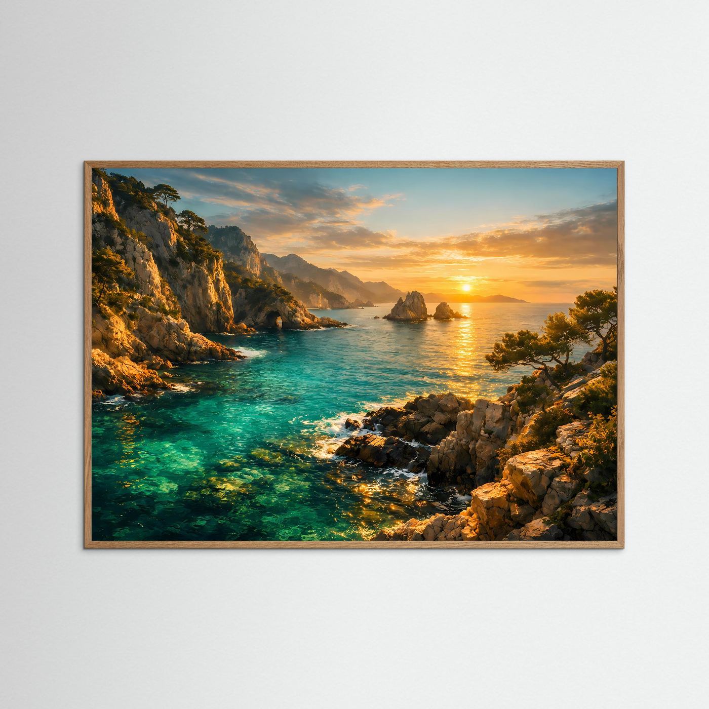 Sonnenuntergang an der Steilküste | Panorama Meer & Natur Poster Querformat
