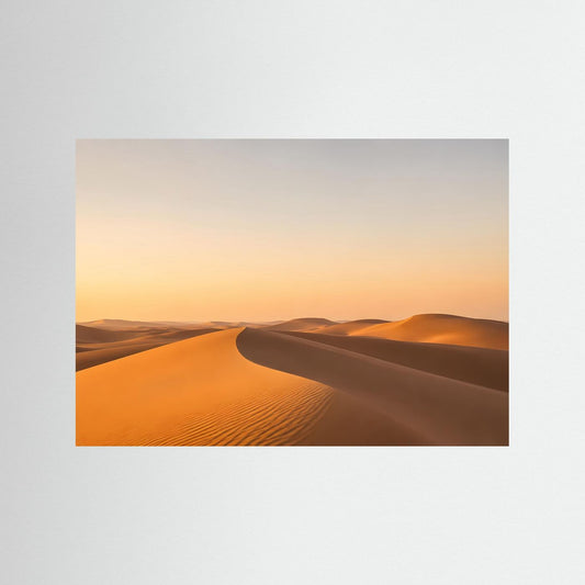 Wüstenlandschafts-Poster mit Sanddünen im Abendhimmel, ohne Rahmen