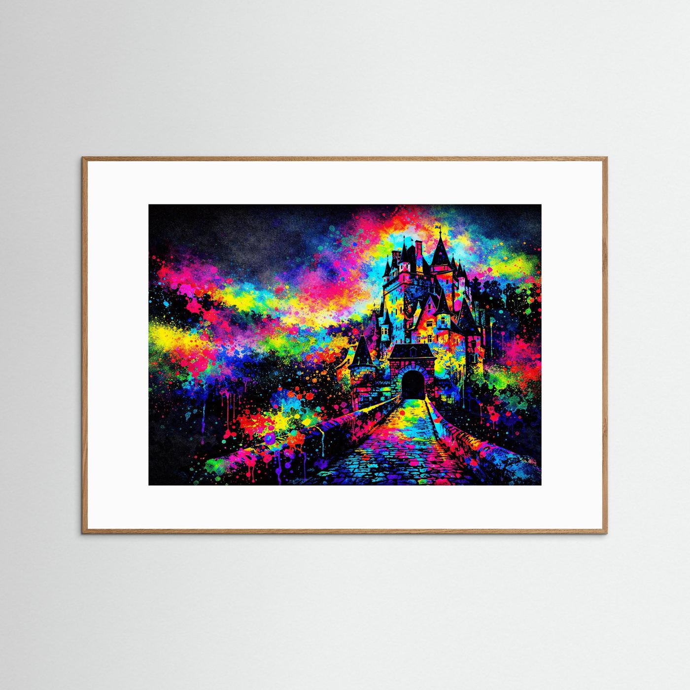 Mittelalterliche Burg Eltz Expressionismus | Bunte Architektur & Kunst Poster Querformat