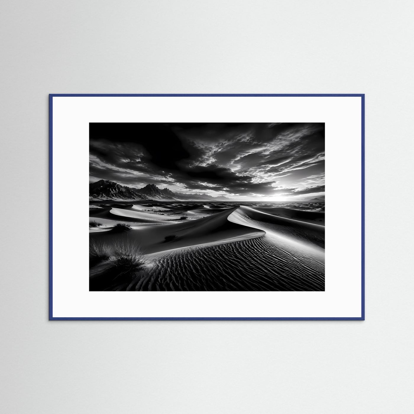 Schwarz Weiß Wüste Poster | Dünen Landschaft Wandbild | Monochrome Naturkunst | Minimalistische Wüstenfotografie | Fine Art Kunstdruck