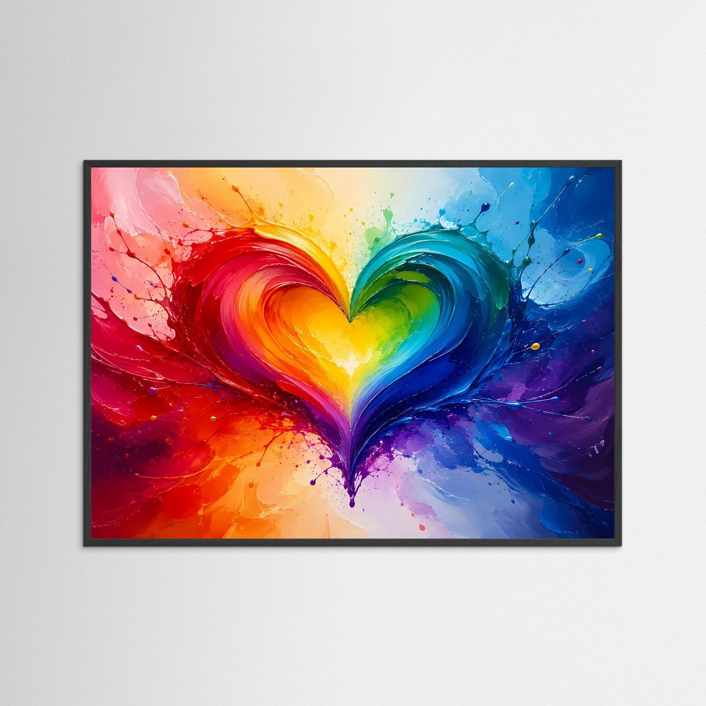 Regenbogen Herz Poster | Abstrakte Liebe Wandkunst | LGBTQ+ Herz Kunst | Farbenfrohes Modernes Wandbild