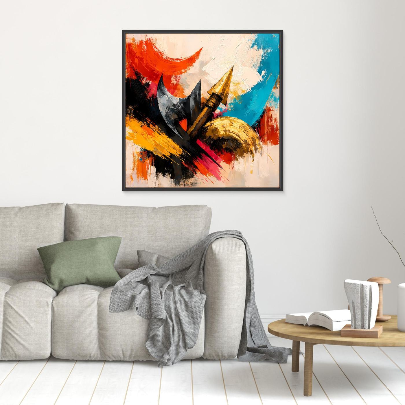 Premium Leinwand Abstrakte Wikinger Waffen | Modernes Kunst Poster Historische Wanddeko