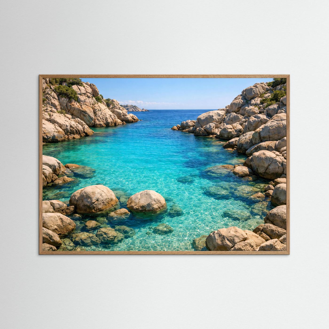 Türkisblaue Felsenbucht | Karibischer Strand & Natur Poster Querformat