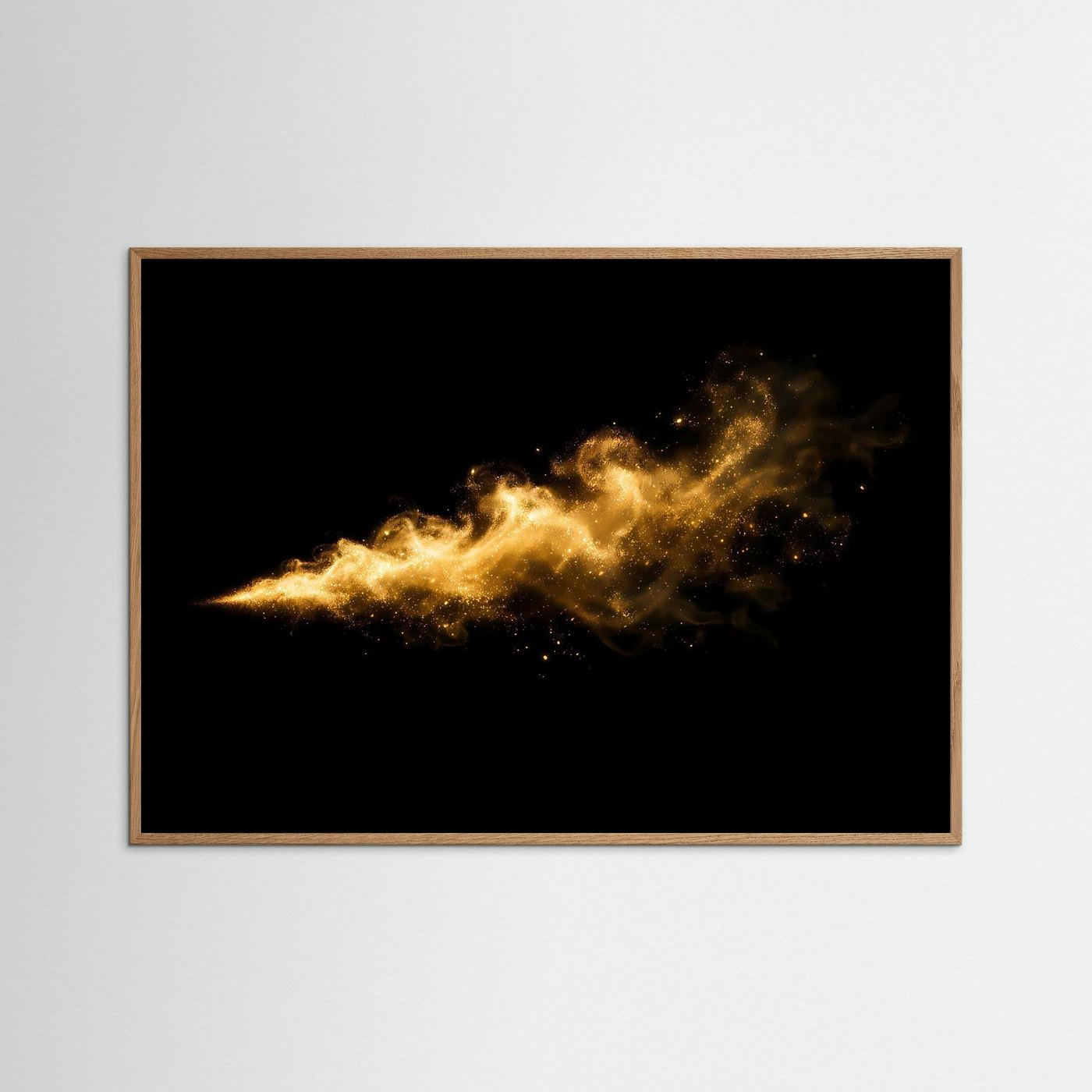Eleganter Goldstaub im Rauchwirbel | Abstraktes Luxus Poster Querformat