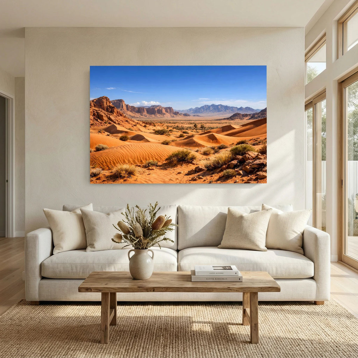 Posterdruck mit Sanddünen in der Wüste, ungerahmt im Querformat