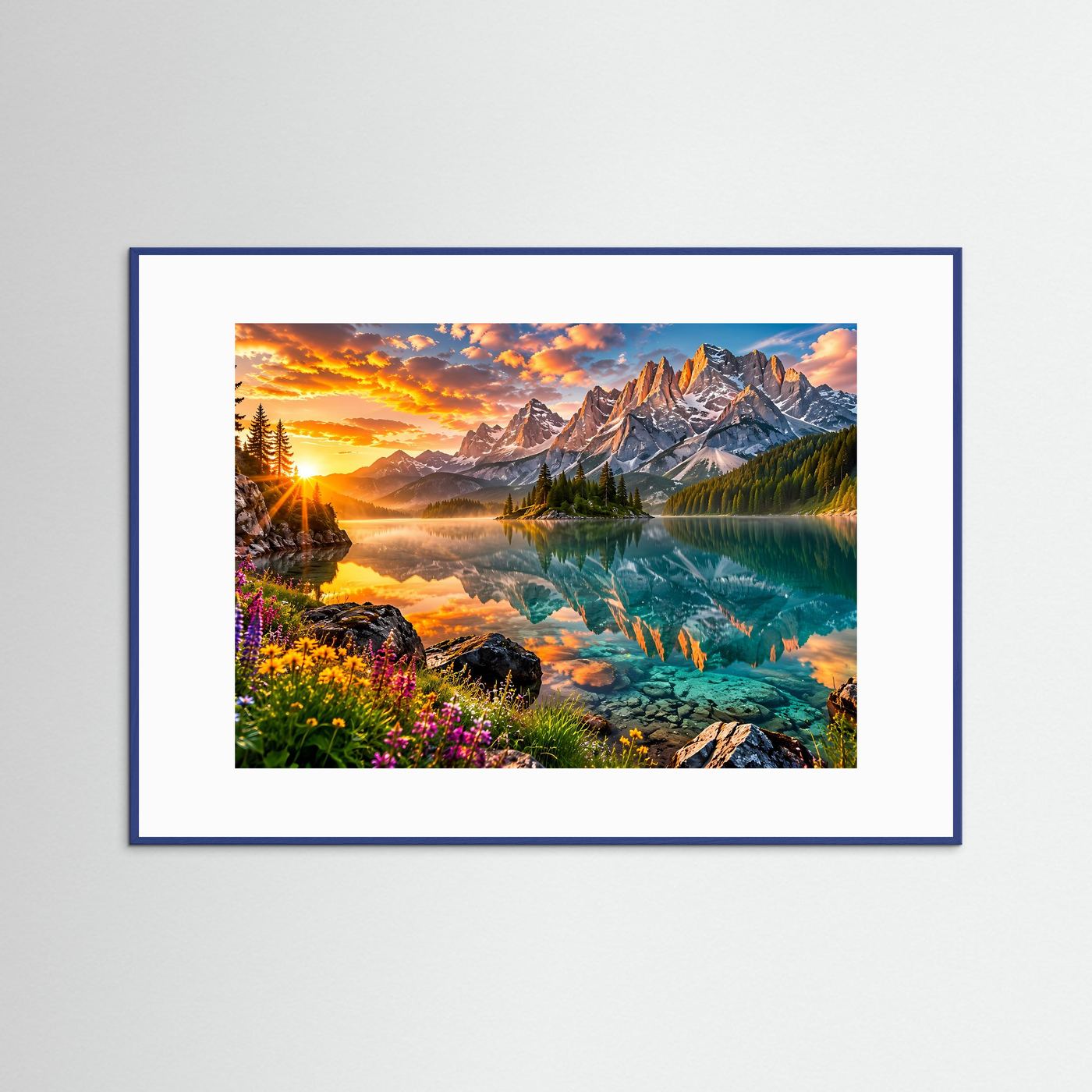 Majestätische Alpen im Spiegelsee | Panorama Berg & Natur Poster Querformat