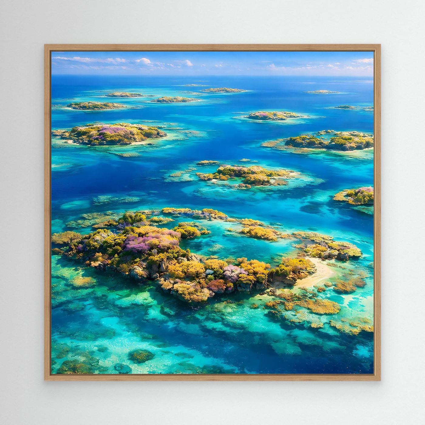 Leinwandbild Paradiesische Inselwelt | Tropisches Atoll Wandbild auf echtem Holzkeilrahmen