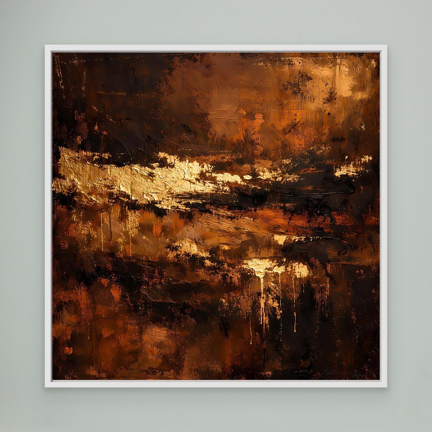 Leinwand Abstraktes Ölgemälde in Gold und Bronze | Modernes Luxus Wandbild