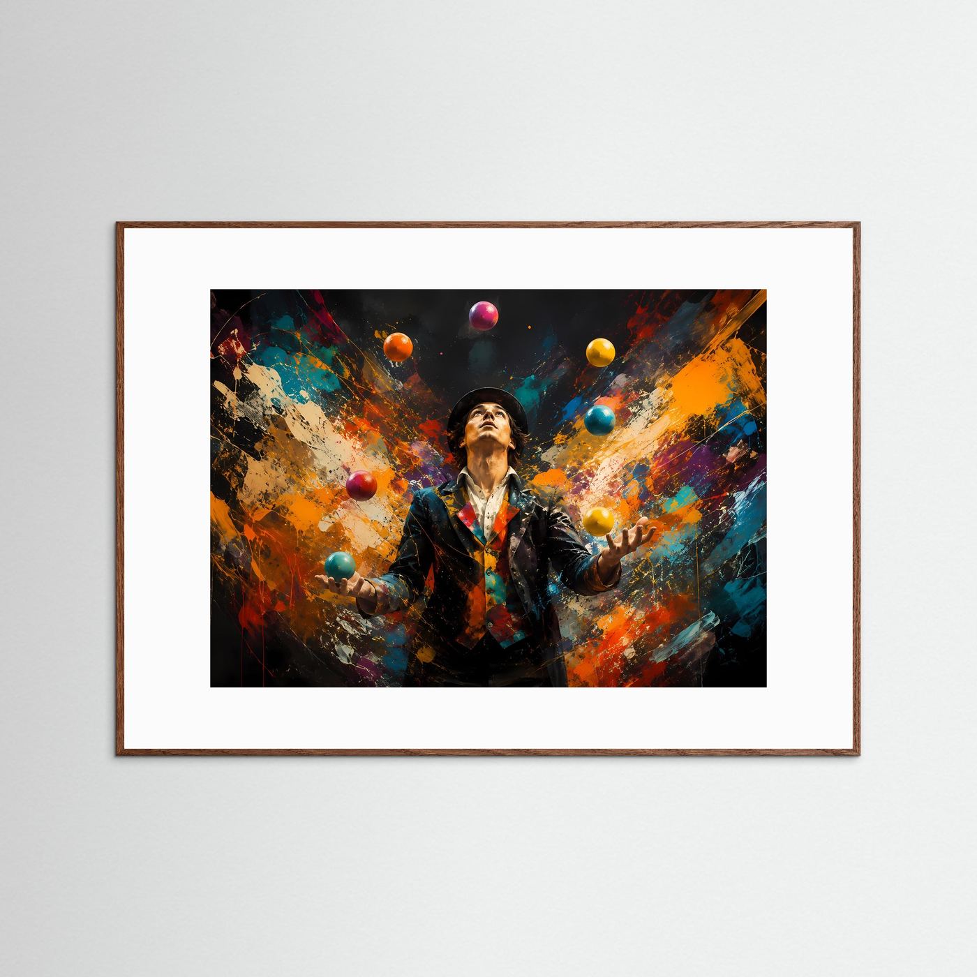 Faszinierender Jongleur im Farbenspiel | Moderne Zirkus- & Kunst-Poster Querformat
