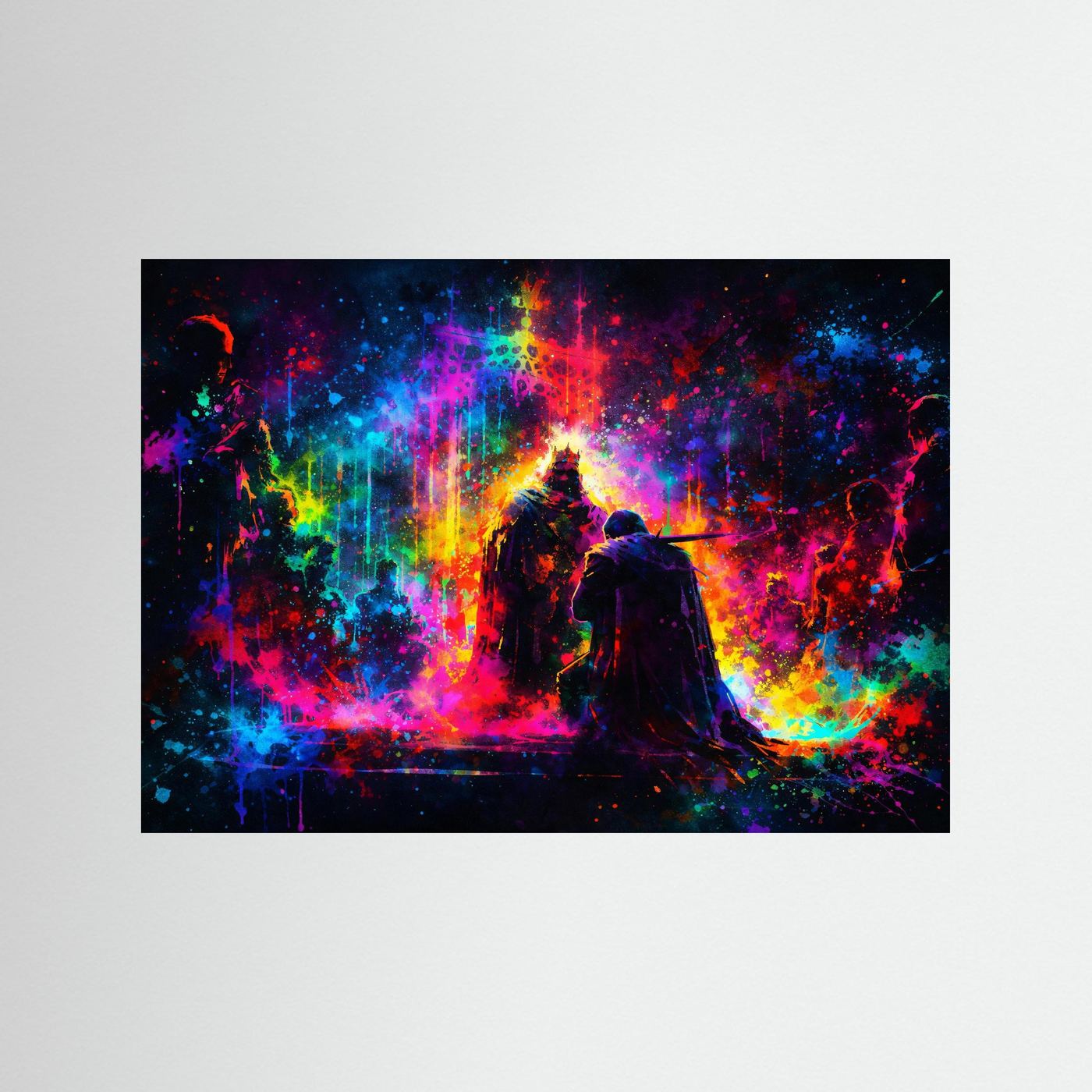 Wandbild-Poster mit königlicher Silhouette, buntes Farbnebel-Motiv im rechteckigen Druck