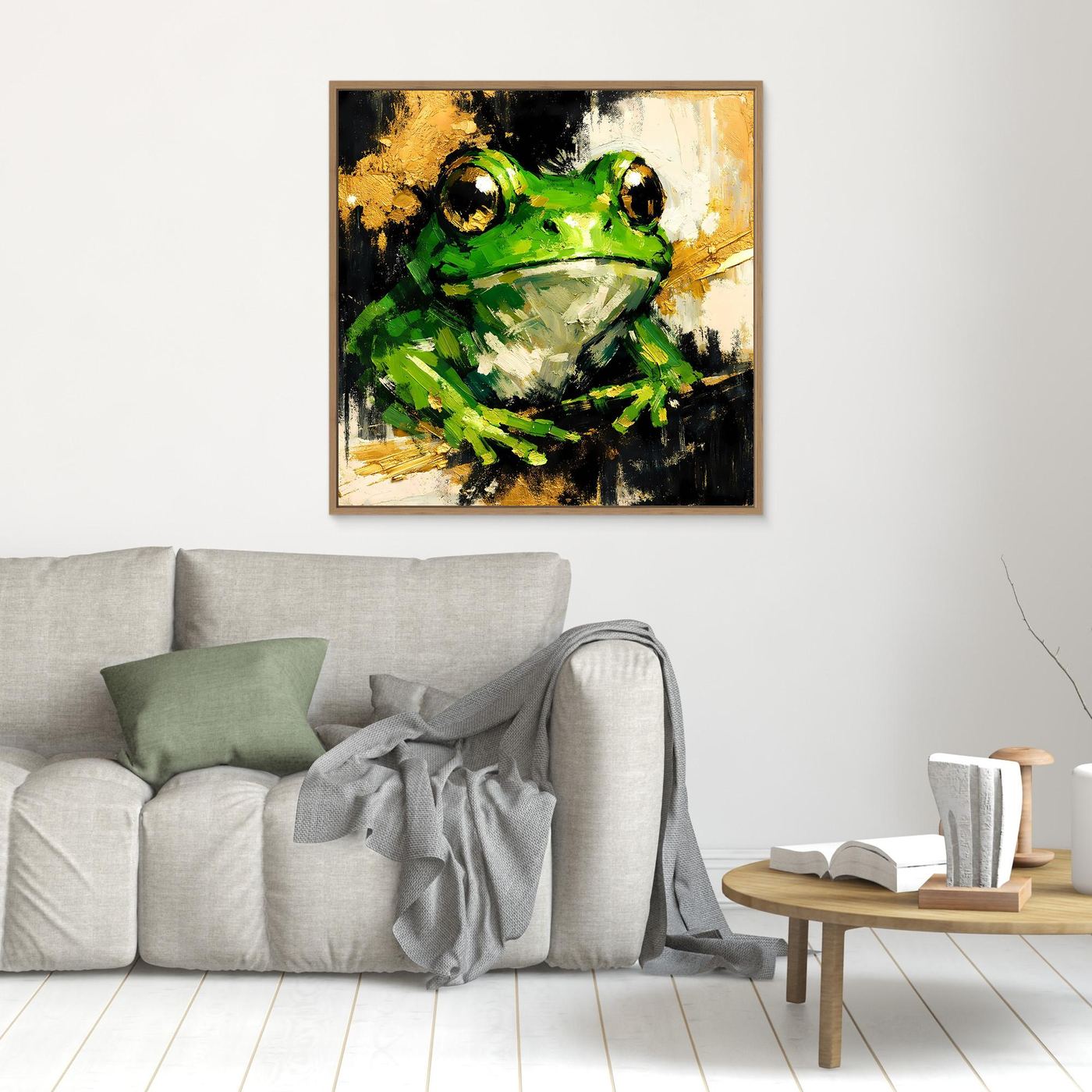 Leinwand Farbenfroher Grüner Frosch | Abstraktes Tier Wandbild