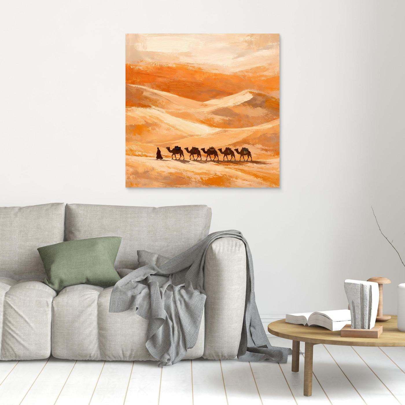 Leinwand Kamelkarawane in der Wüste | Abstraktes Orient Wandbild