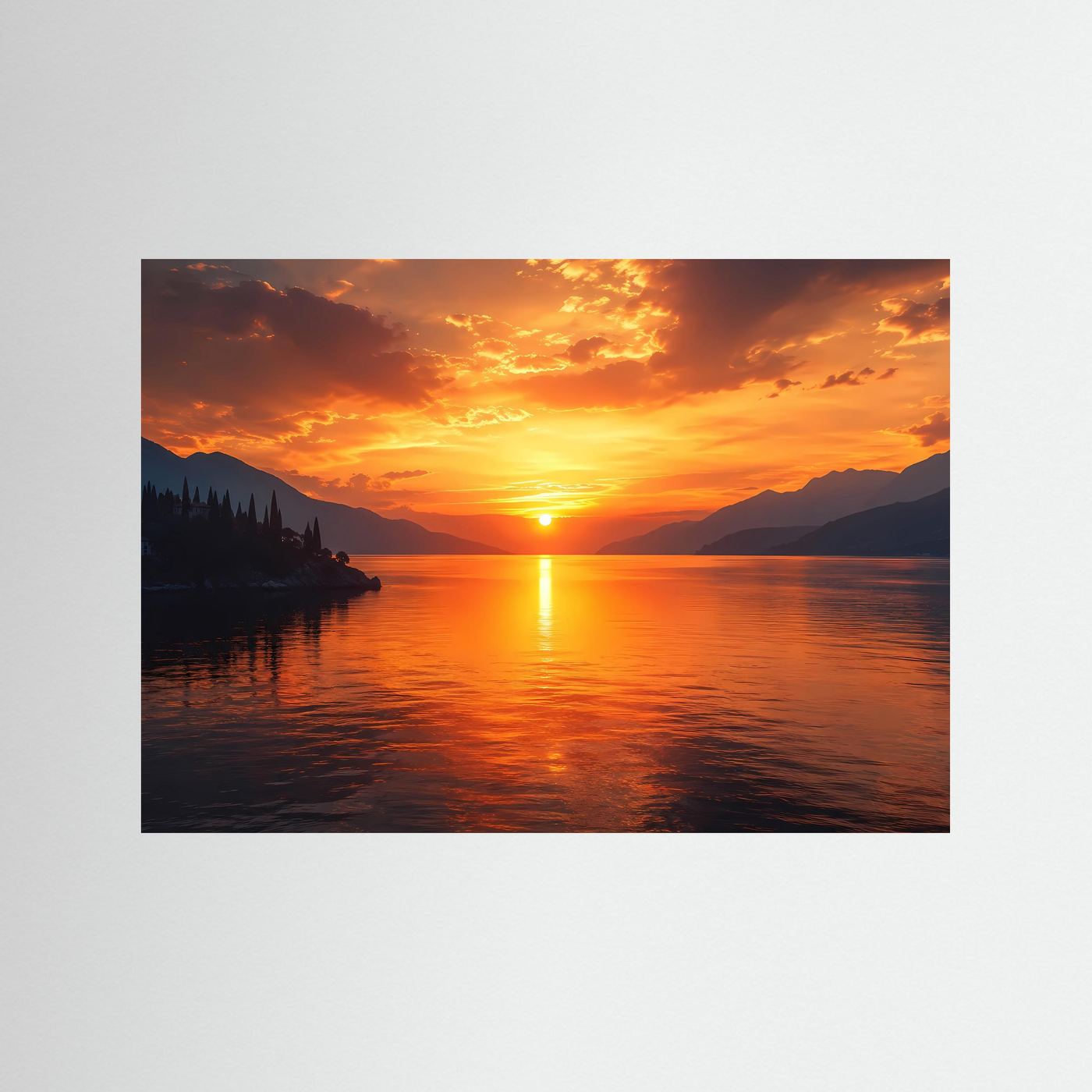 Goldener Abend am See | Romantisches Sonnenuntergang Panorama Poster
