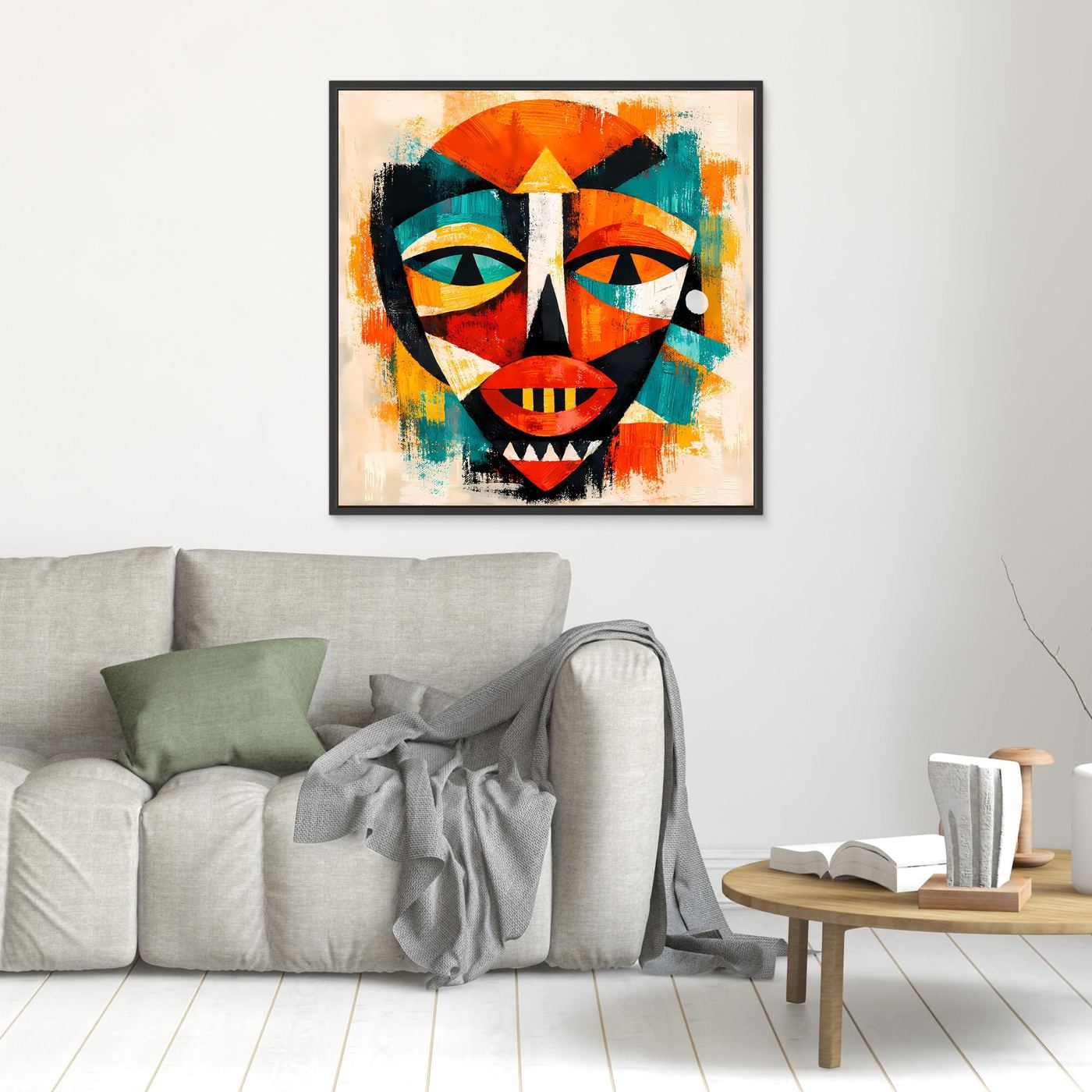 Leinwand Abstrakte Afrikanische Maske | Kubistisches Modern Art Wandbild