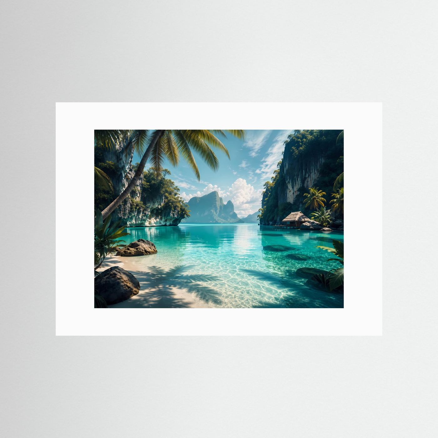 Tropische Lagune Wandbild | Paradiesischer Strand Poster | Exotische Insel Landschaft | Türkises Meer Leinwand | Karibik Natur Wanddekoration