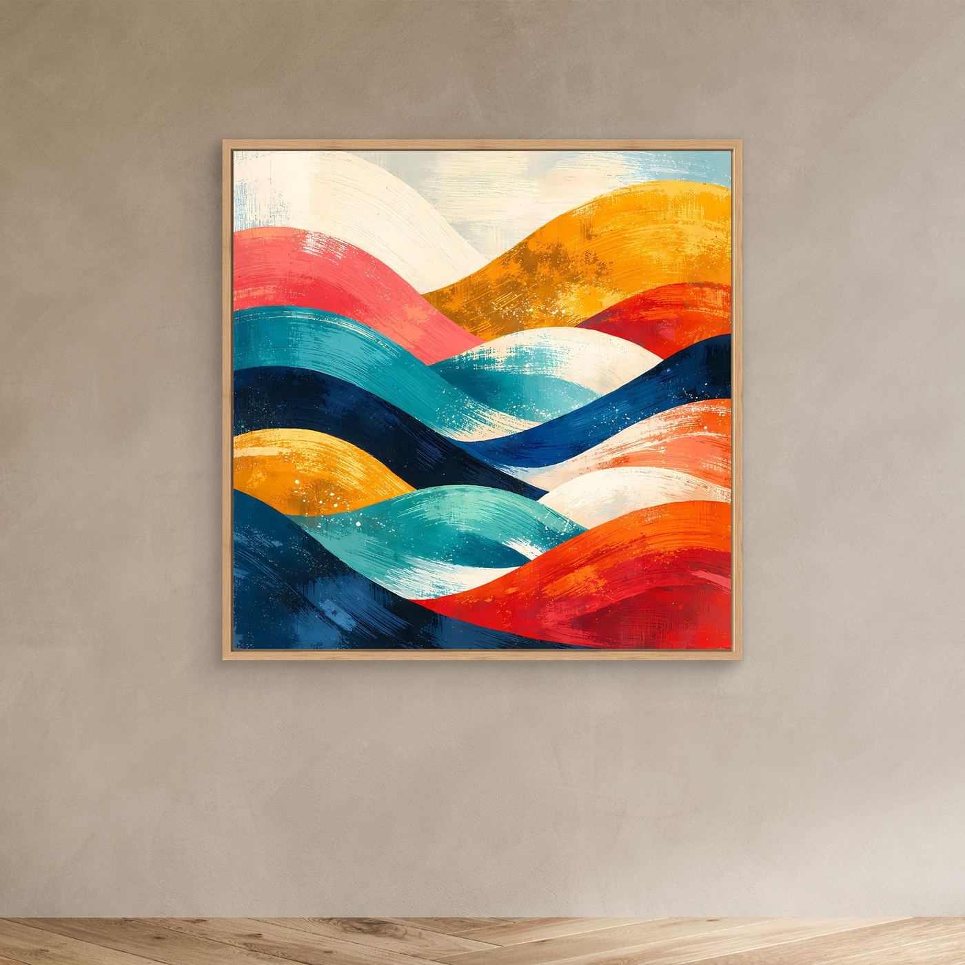 Leinwand Abstrakte Farbenfrohe Hügellandschaft | Modernes Wandbild auf Holz-Keilrahmen