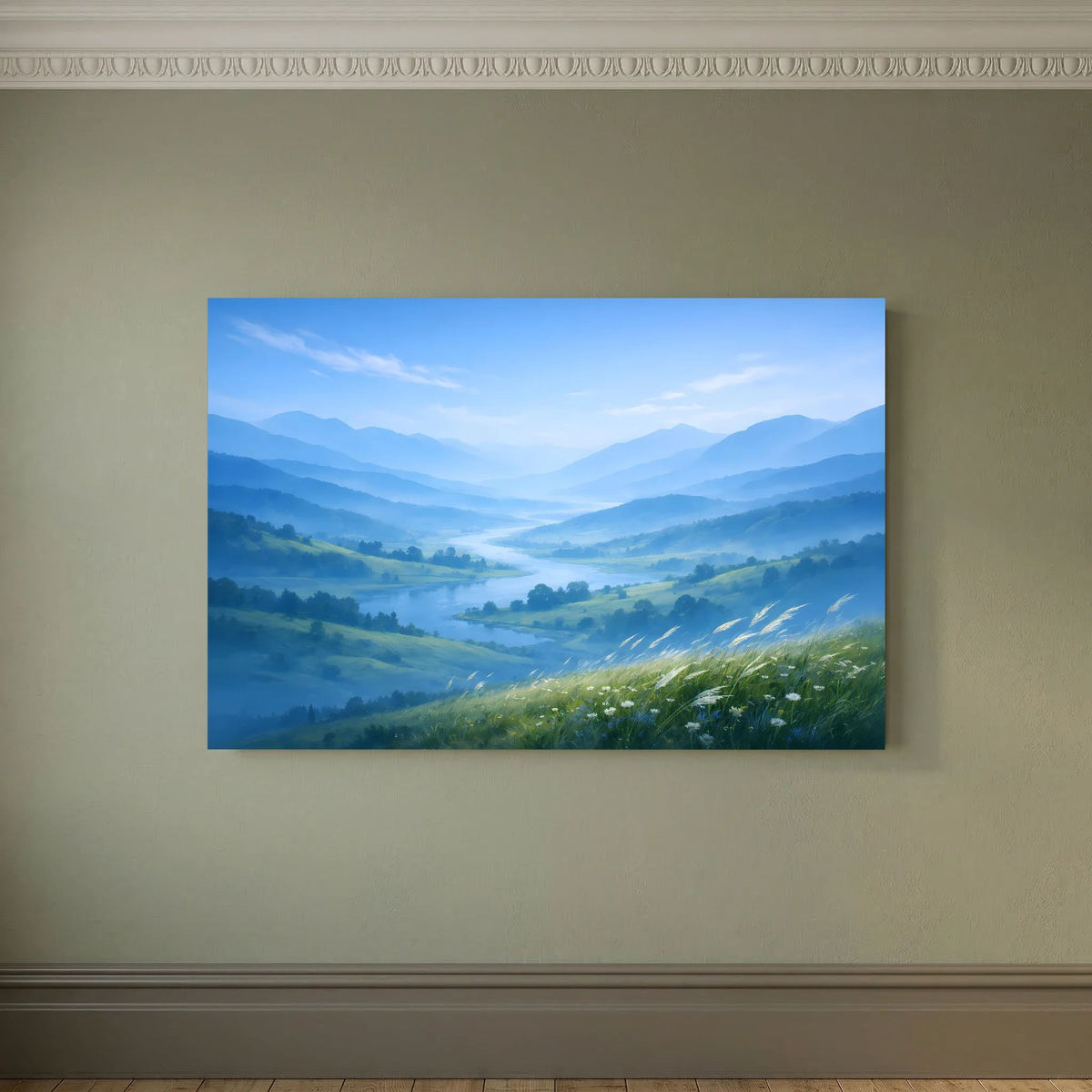 Querformatiges Poster Berglandschaft im Nebeltal, großflächiger Druck