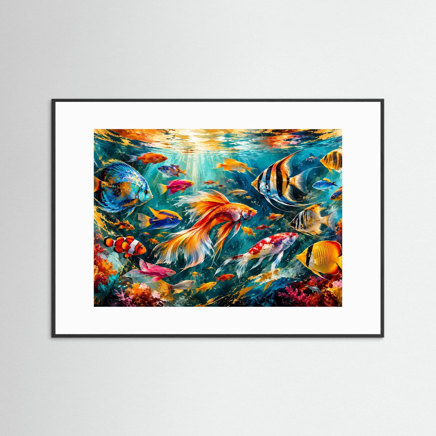 Unterwasserwelt in bunten Farben | Modernes Wandbild mit Korallenriff & exotischen Fischen