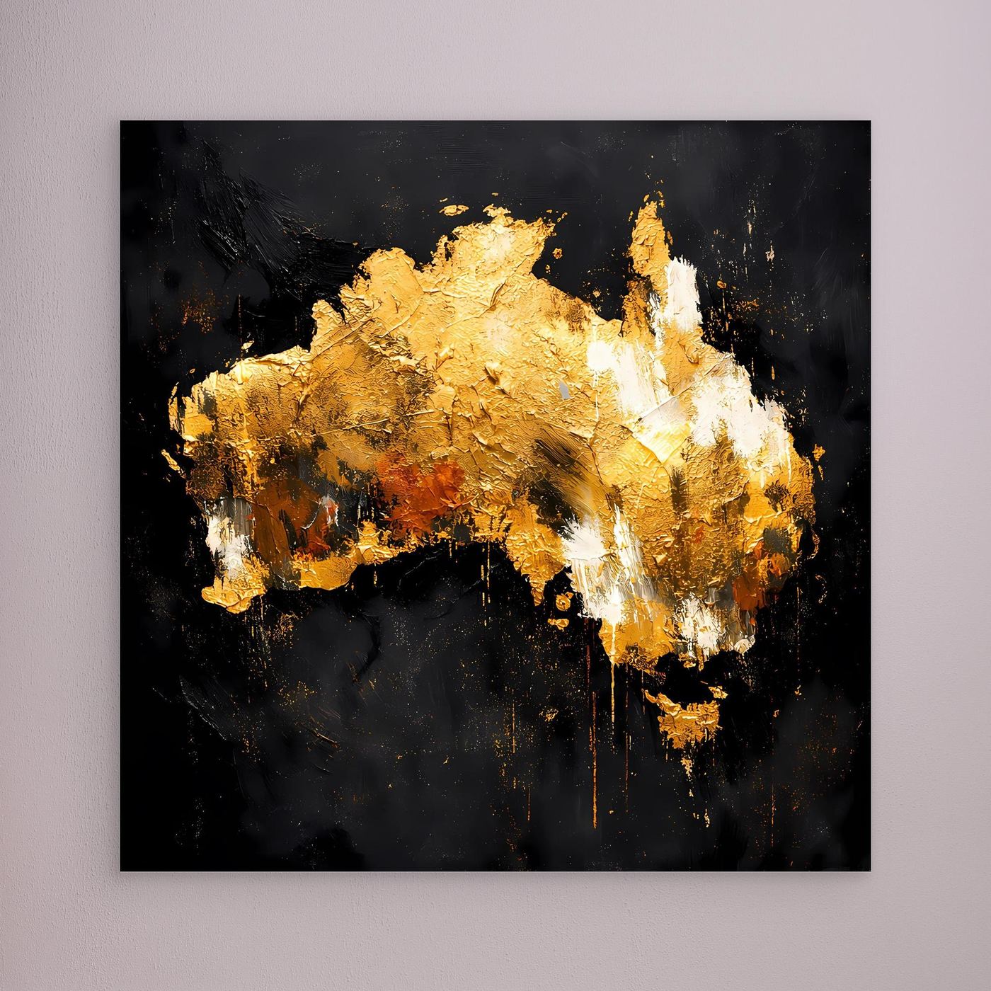 Leinwand Goldene Landkarte von Australien | Modernes Luxus Wandbild Kontinent