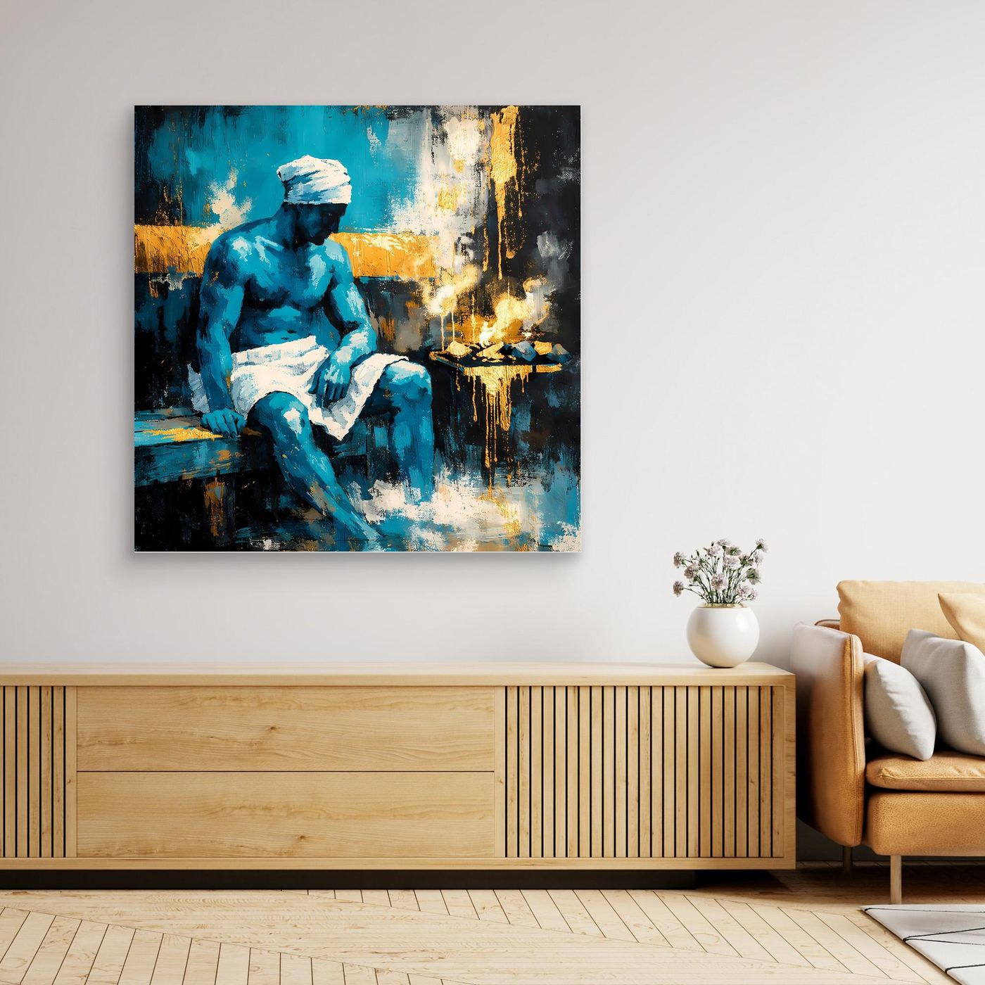 Leinwand Entspannung in der Sauna | Modernes Abstraktes Wellness Wandbild