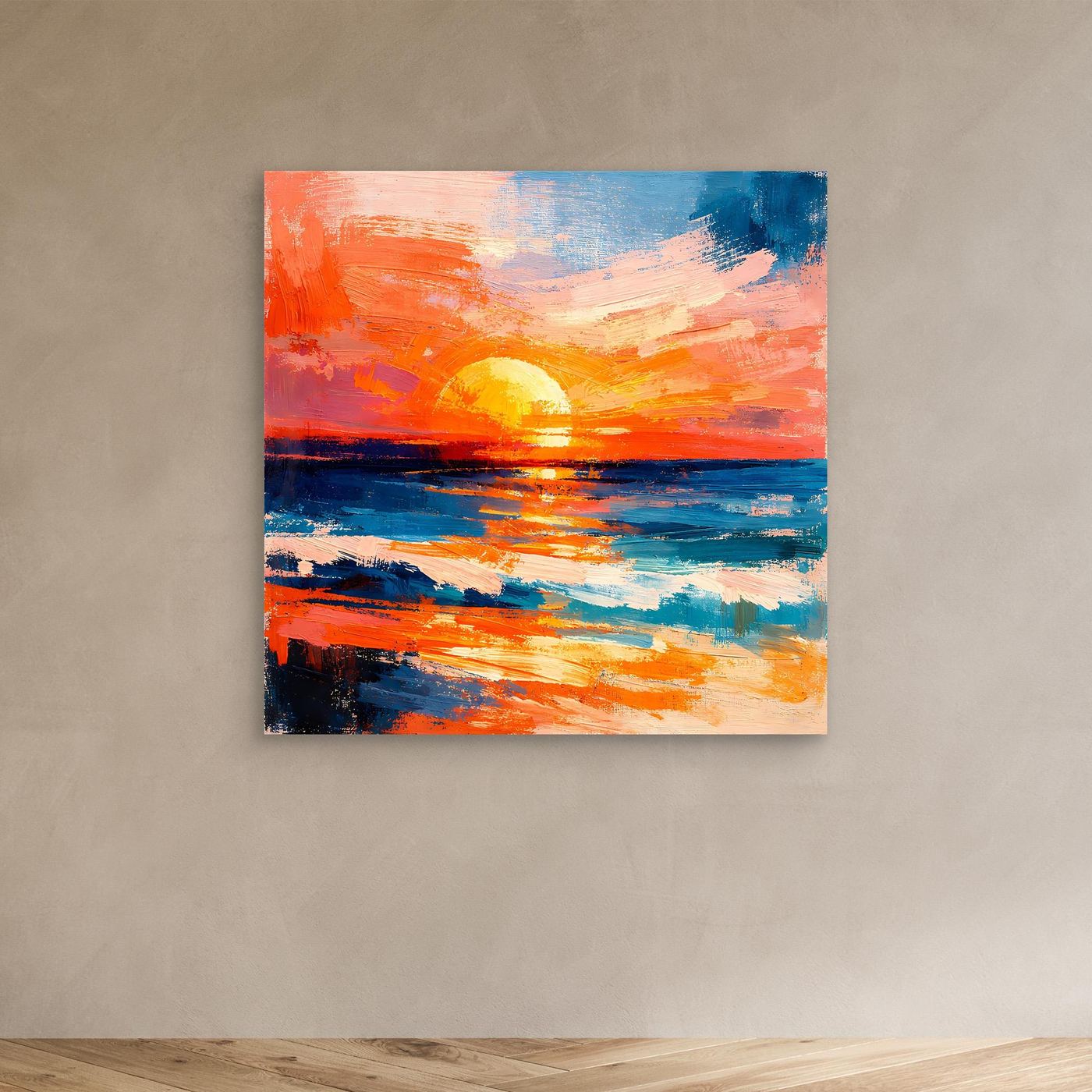 Abstract ocean sunset canvas wall art without frame