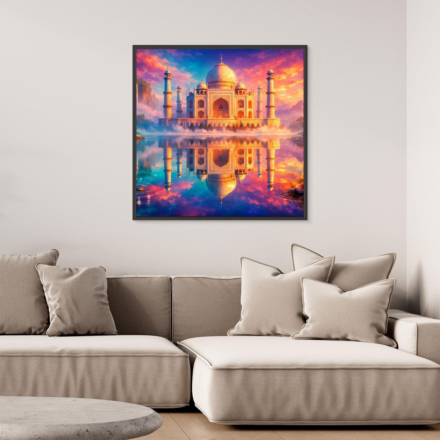 Leinwandbild Magisches Taj Mahal | Orientalisches Palast Wandbild auf echtem Holzkeilrahmen