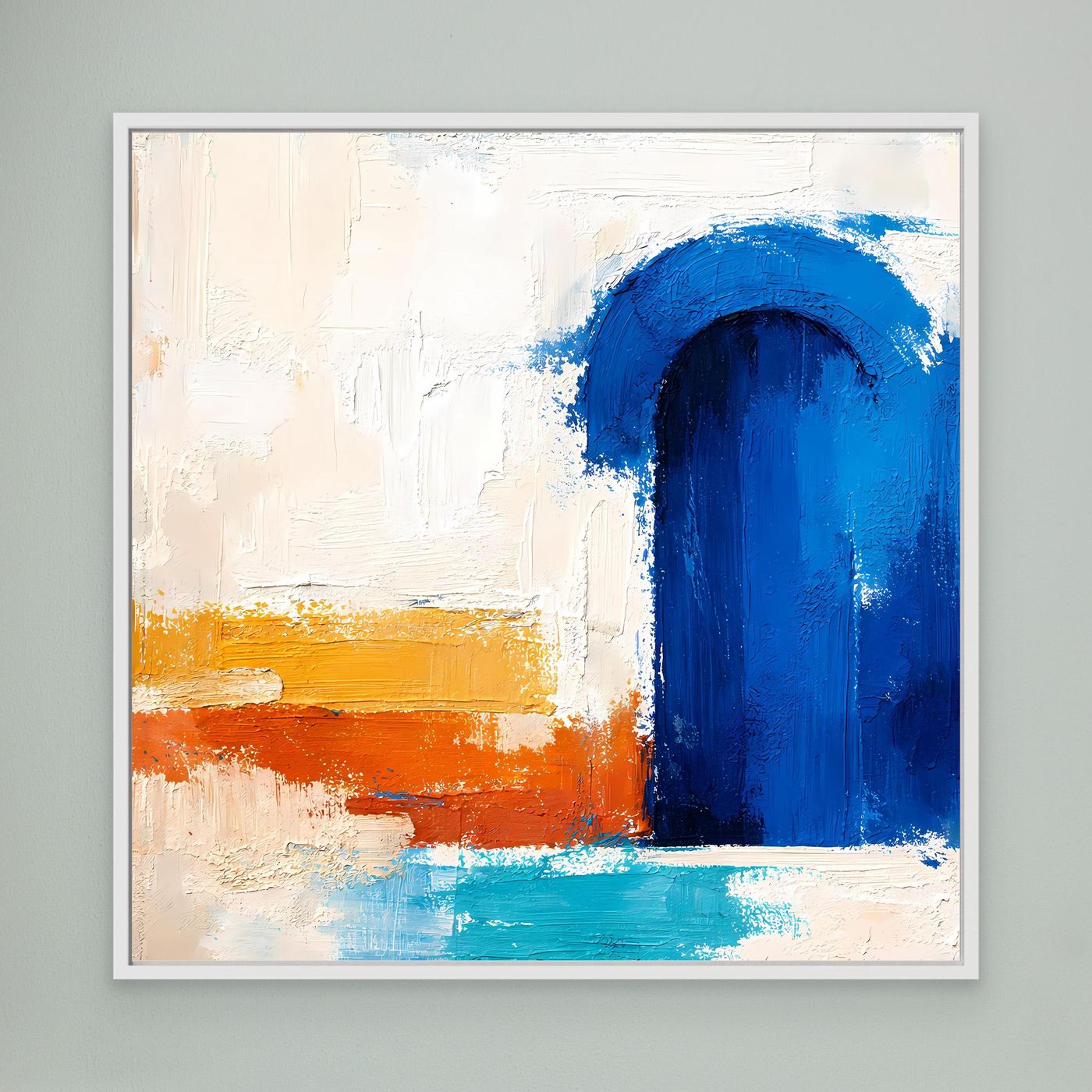 Leinwand Blauer Marokkanischer Torbogen | Abstraktes Orientalisches Wandbild