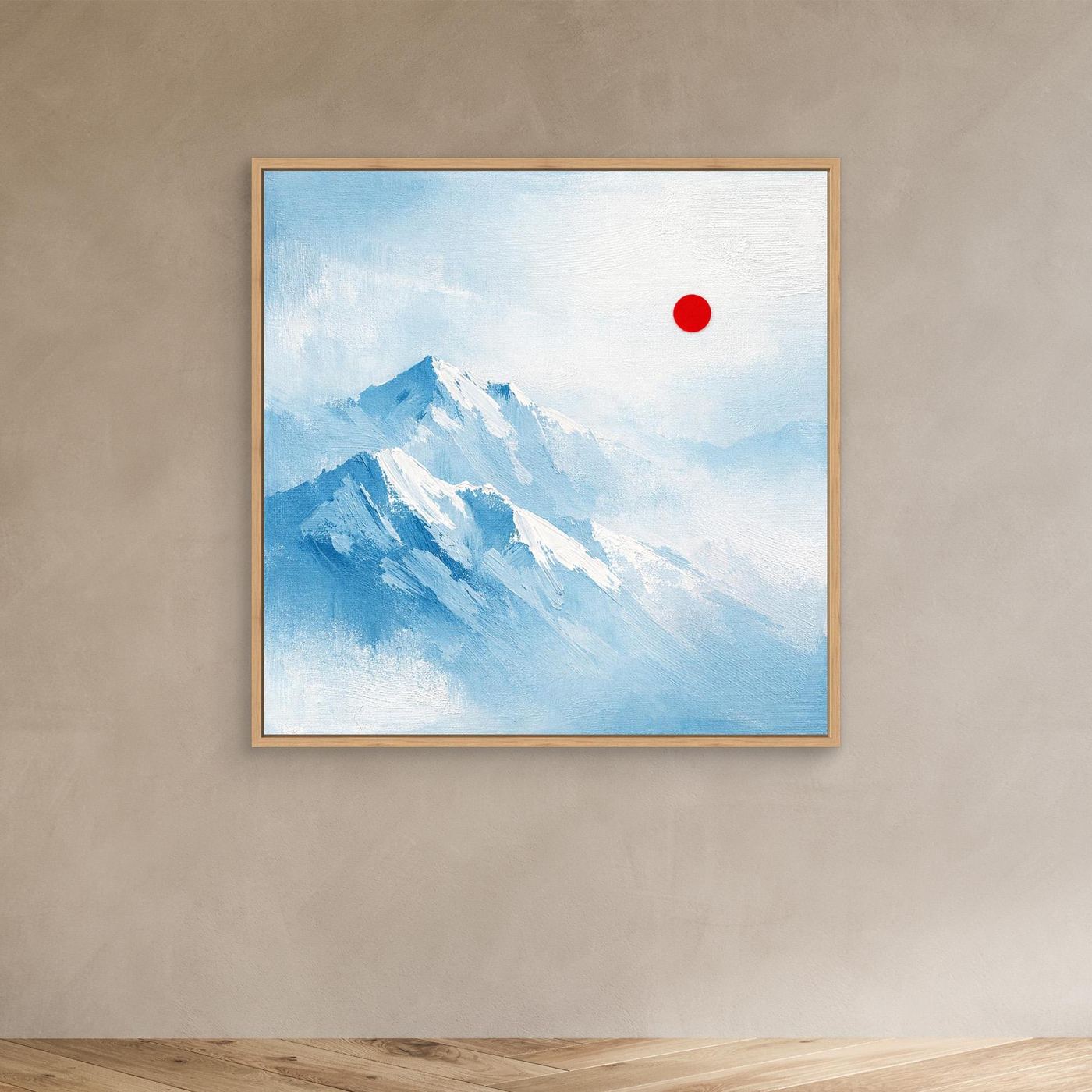 Leinwand Abstraktes Zugspitze Berg Wandbild | Alpin Minimalistisch Blau Weiß