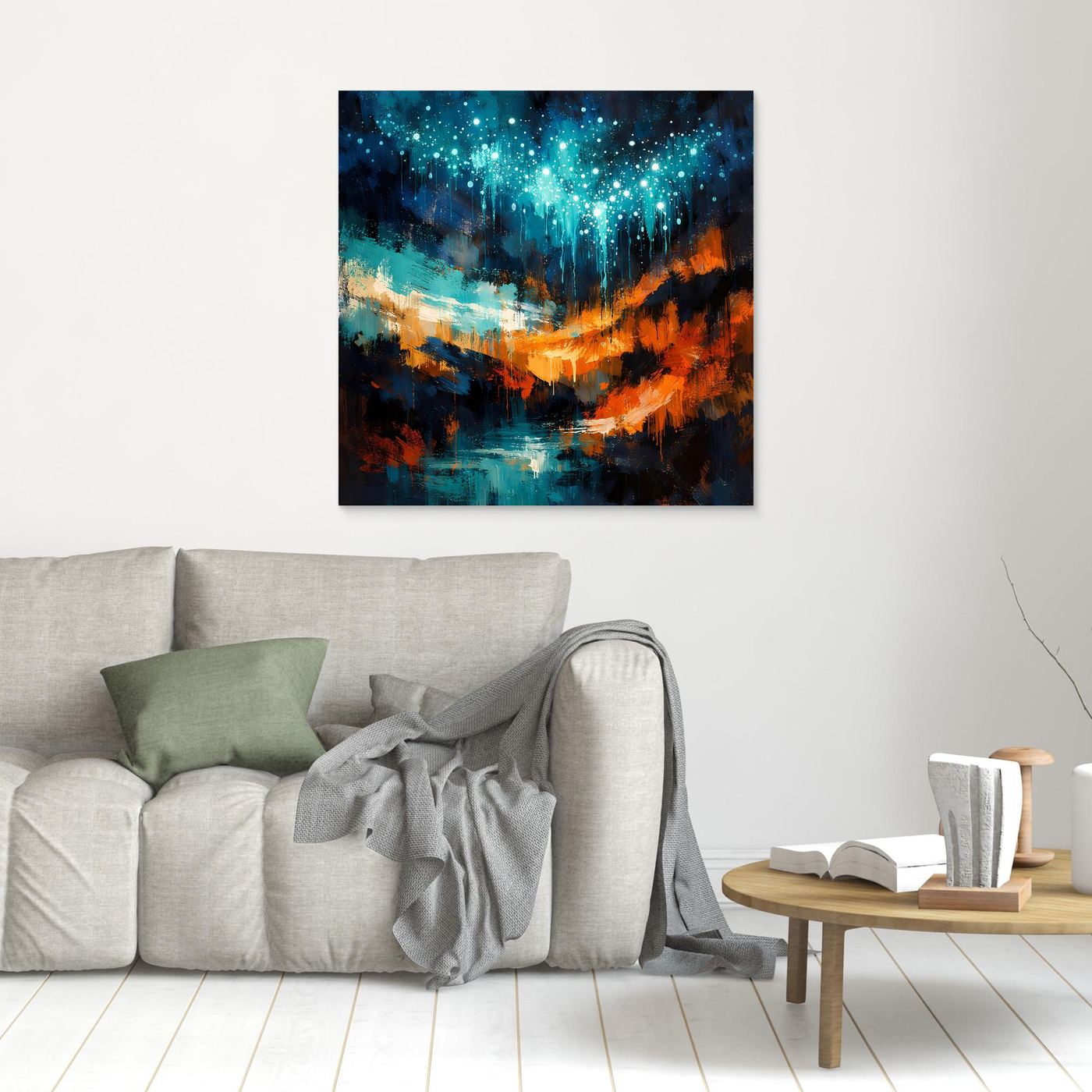 Leinwand Magische Glühwürmchen-Höhle | Abstraktes Natur Fantasy Wandbild