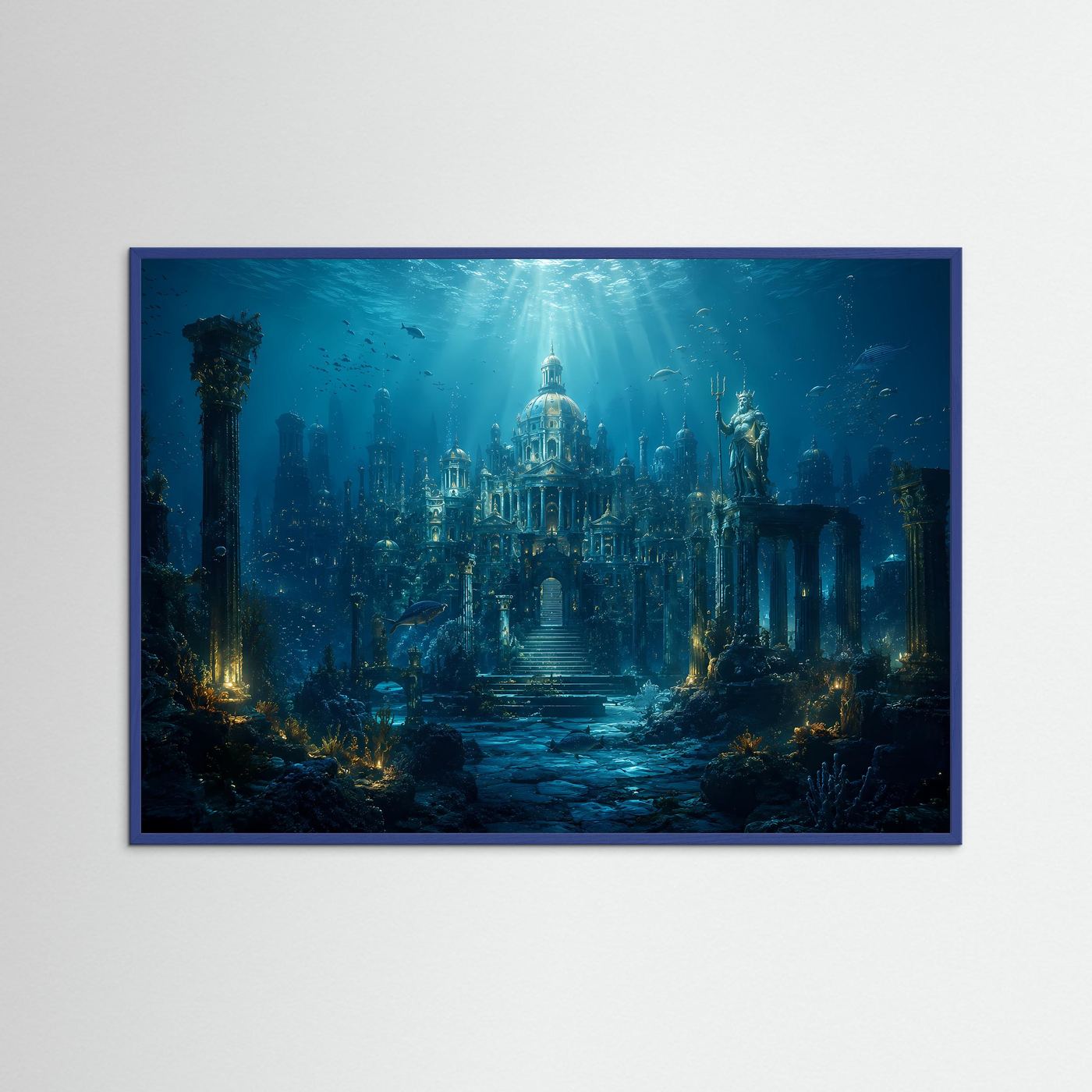 Versunkene Unterwasserstadt Atlantis | Mystische Ozean & Tempel Poster Querformat