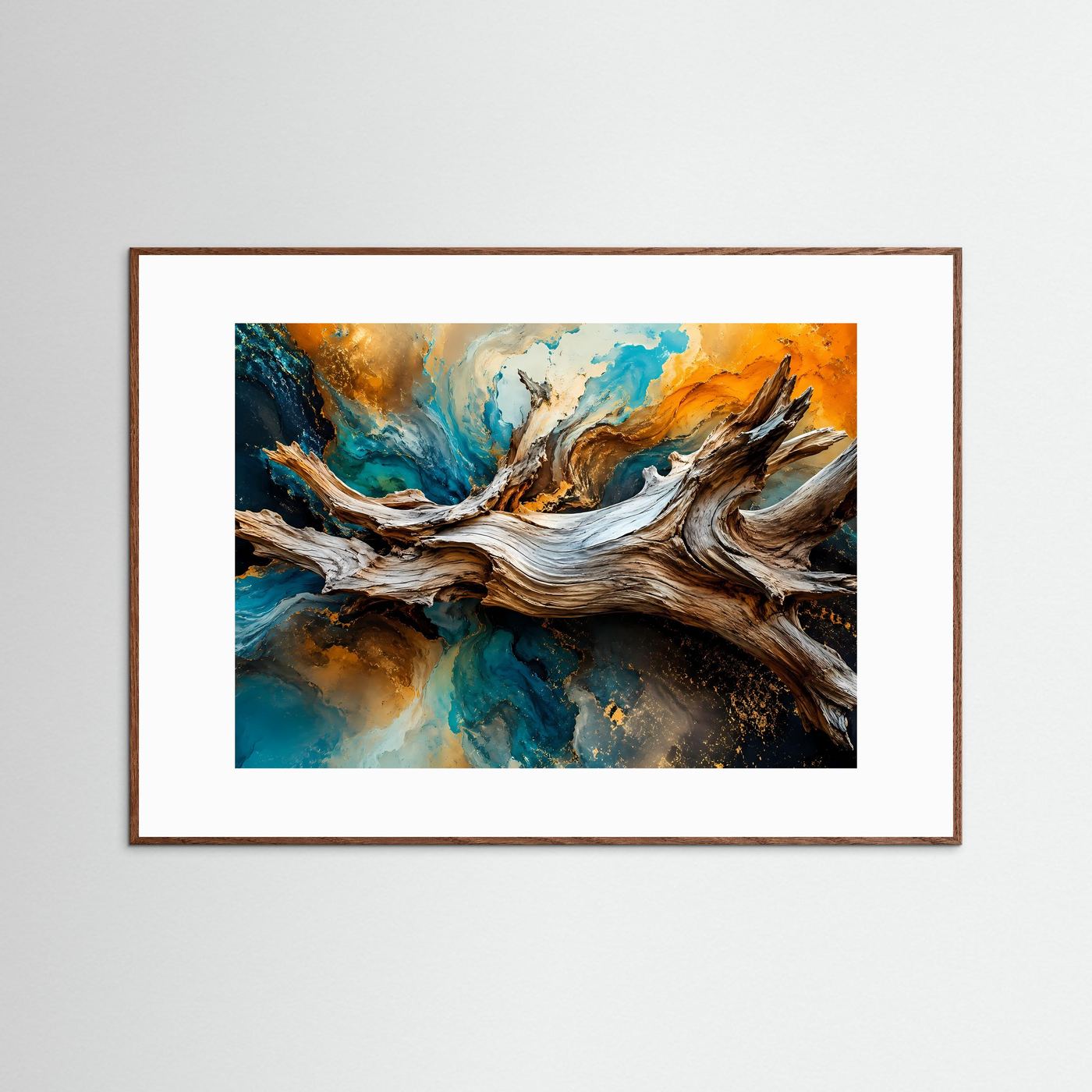 Urkräfte der Natur | Abstraktes Treibholz & Ozean Poster im Querformat