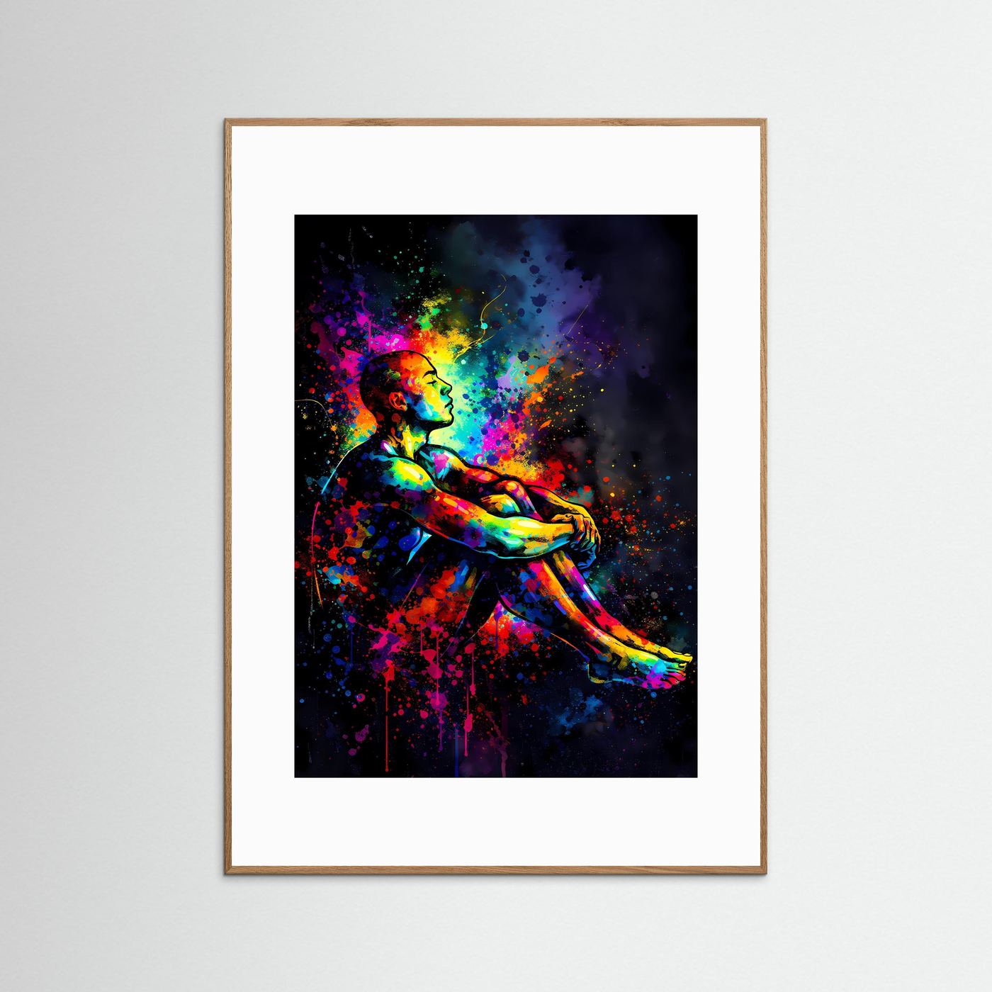 Die Kraft des Geistes | Meditatives Regenbogen Kunst Poster | Abstraktes Mental Health Wandbild Hochformat