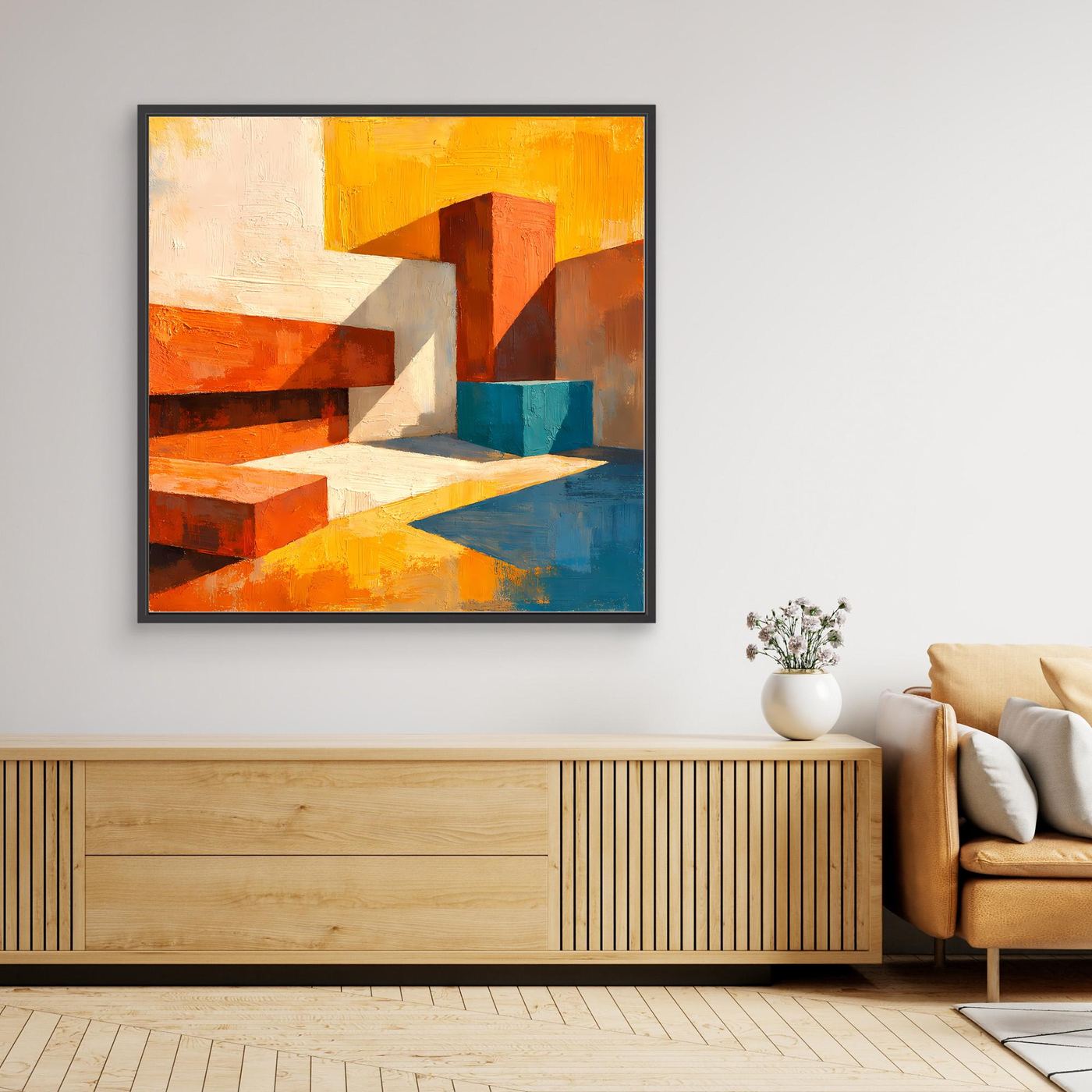 Leinwand Abstrakte Geometrische Formen im Licht | Modernes Architektur Wandbild