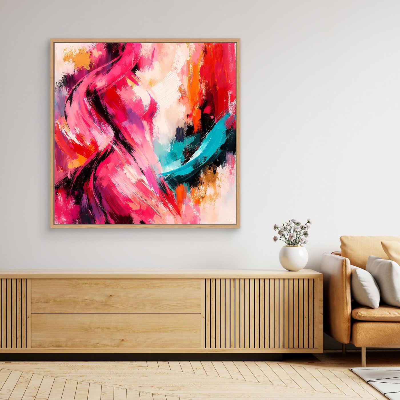 Leinwandbild Abstrakte Weibliche Silhouette | Elegantes Farbenfrohes Wandbild auf echtem Holzkeilrahmen